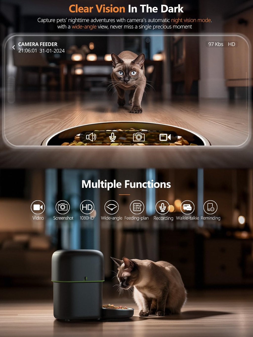 Yuposl — Comedero Automático Programable para Gatos y Perros con Control de Porciones y Batería de 180 Días