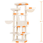 Heybly Torre para Gatos Grandes — Árbol Multinivel con Perchas Anchas, Cueva y Tablero Rascador para Gatos de hasta 9 kg