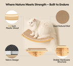 PELUO Curved — Cama Flotante para Gato con 2 Escalones de Pared y Percha de Ventana