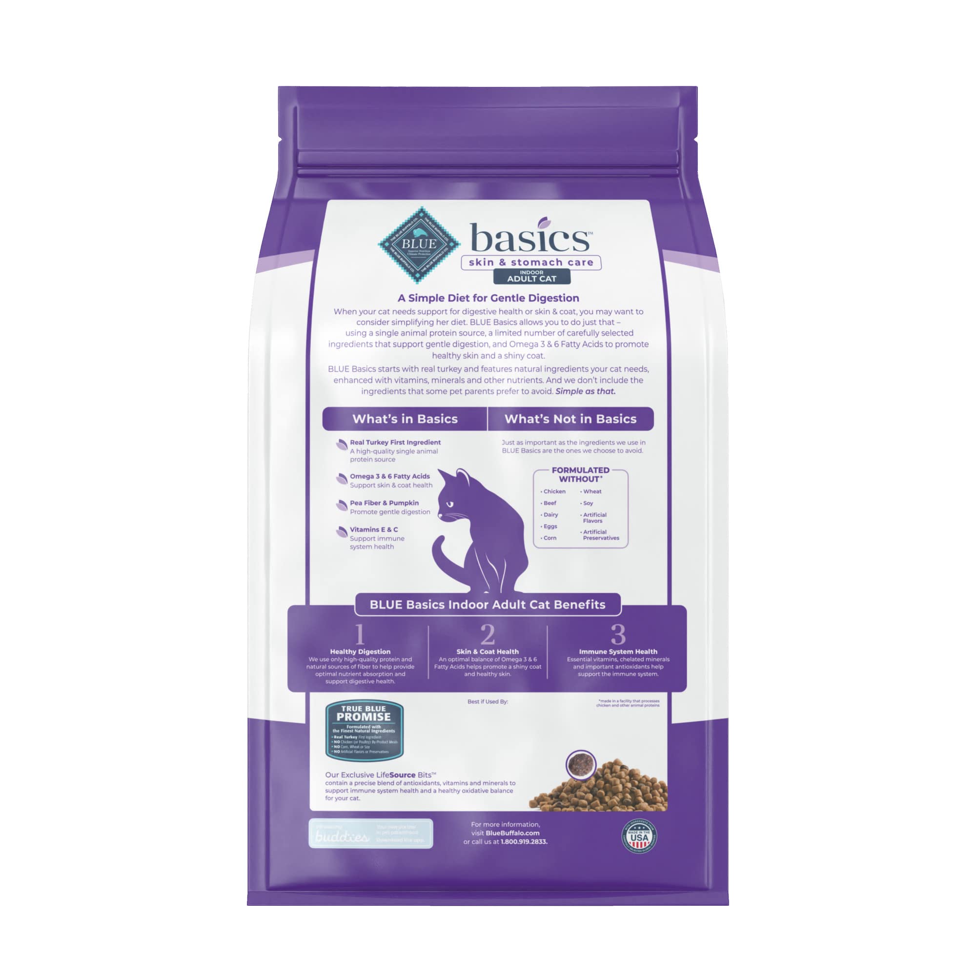 BLUE BUFFALO Basics Indoor — Alimento para Gato Adulto Sin Granos para Piel y Estómago Sensible