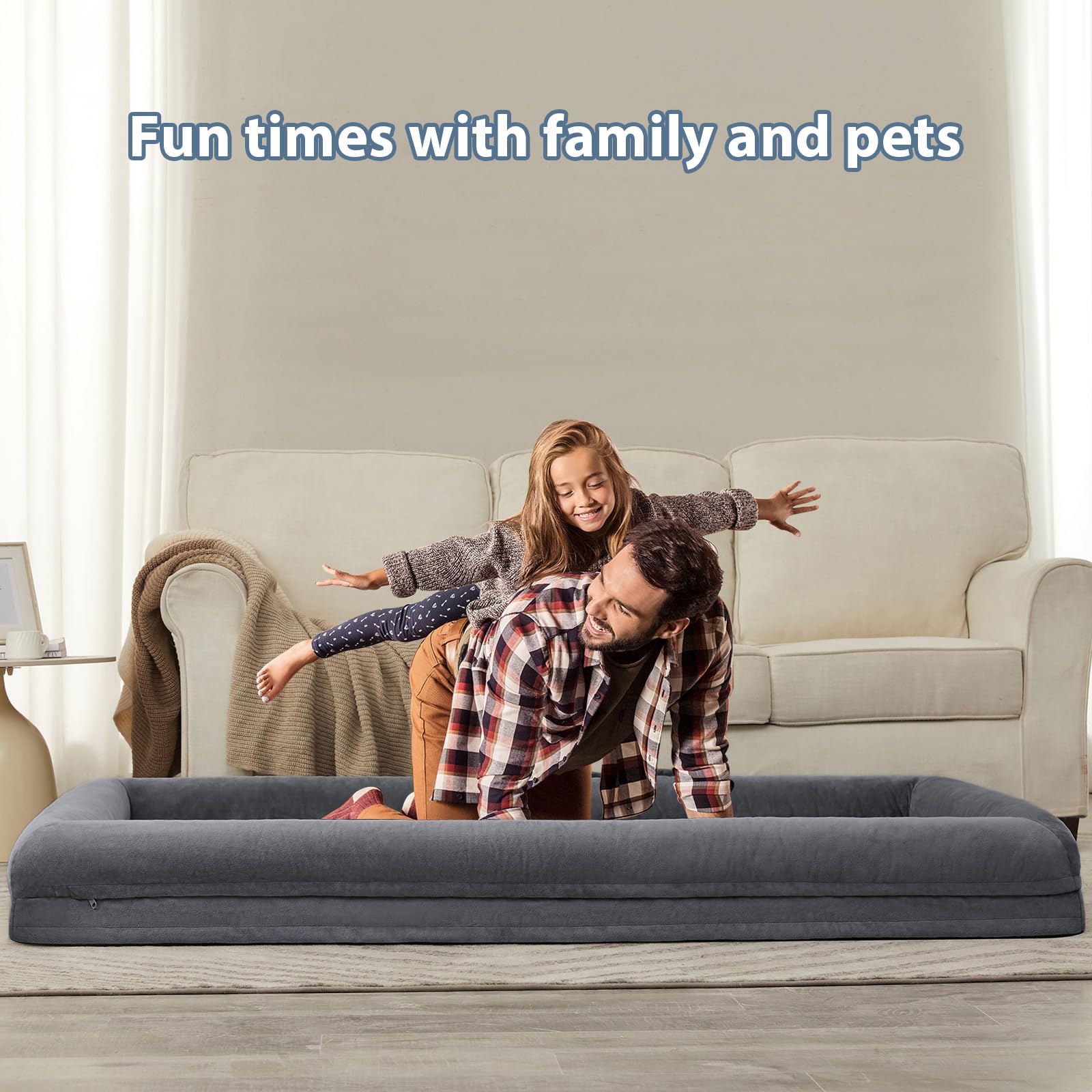 WNPETHOME — Cama Ortopédica Sofá para Perro XL con Cubierta Extraíble Impermeable y Bordes Acolchados
