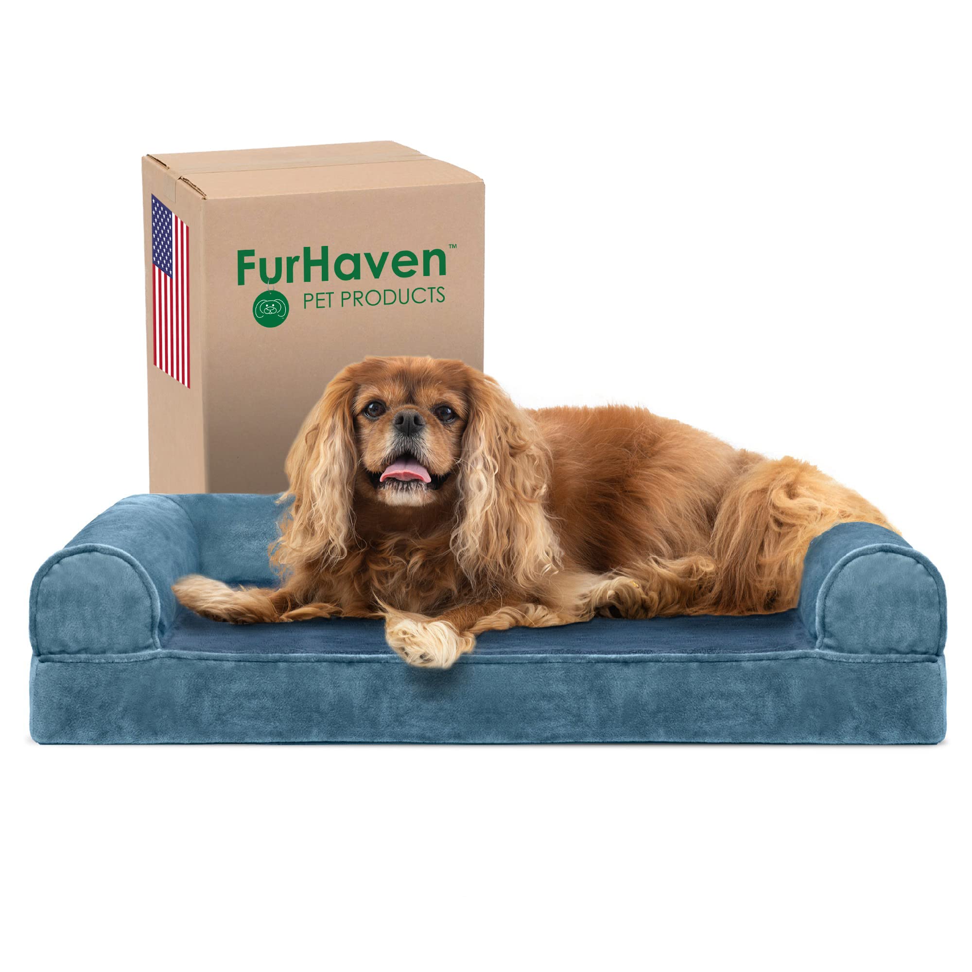 Furhaven Cooling Gel — Cama Ortopédica con Gel Refrescante, Bolsters Removibles y Cubierta Lavable para Perros Grandes