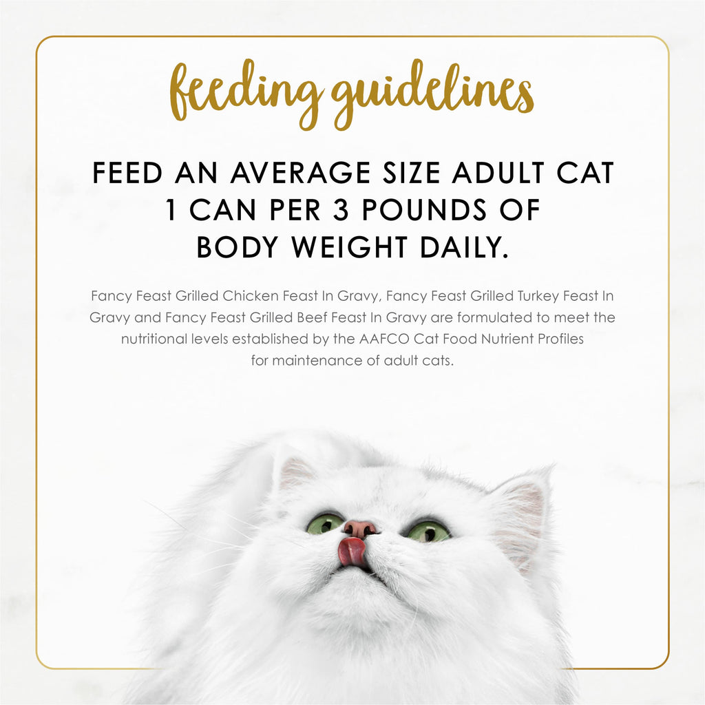 Fancy Feast Grilled — Alimento Húmedo para Gatos Variedad Aves y Res en Salsa Ligera — Pack de 24 Latas de 85g