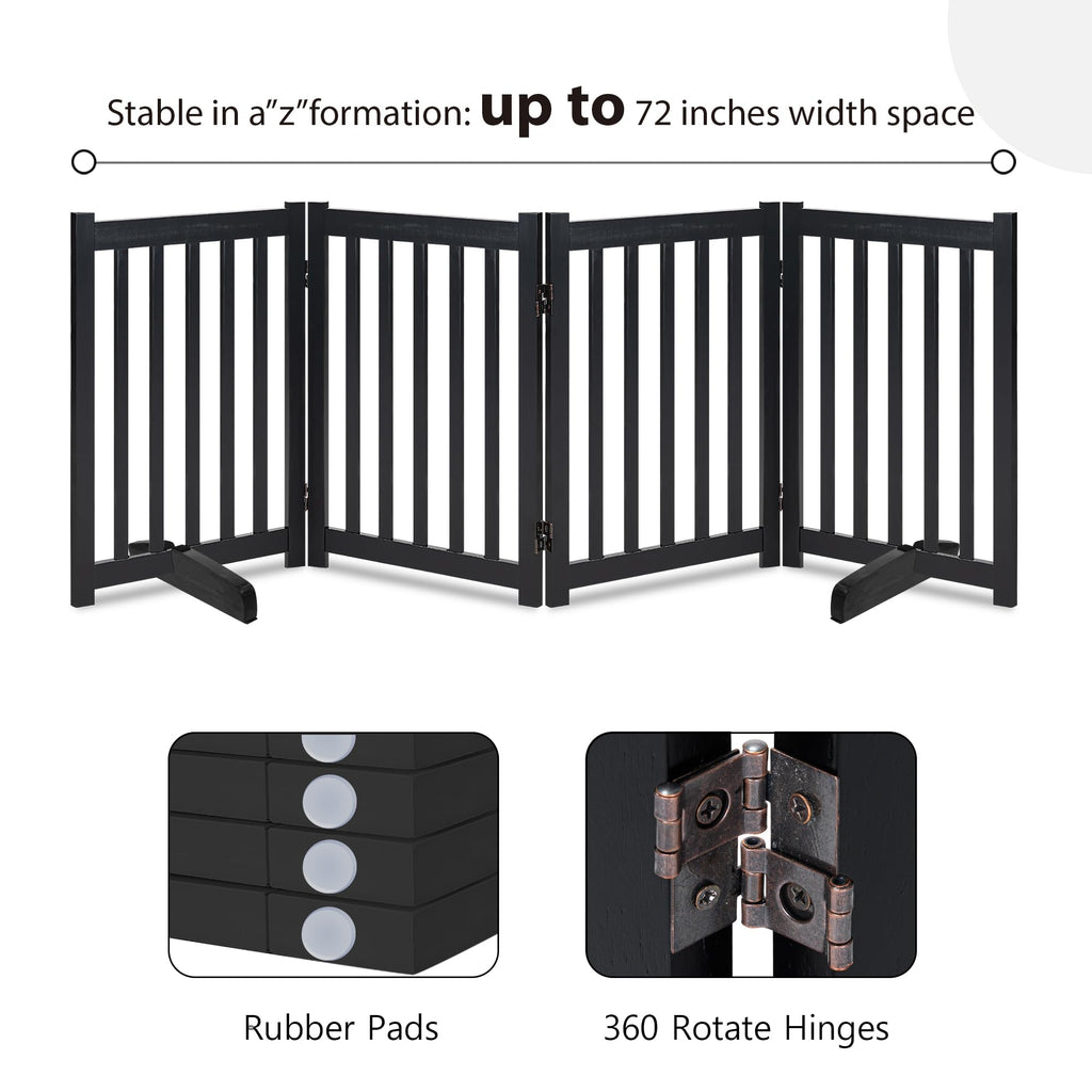 LZRS — Reja de Madera de Roble Plegable Independiente para Mascotas, Puerta de Seguridad Interior para Perros