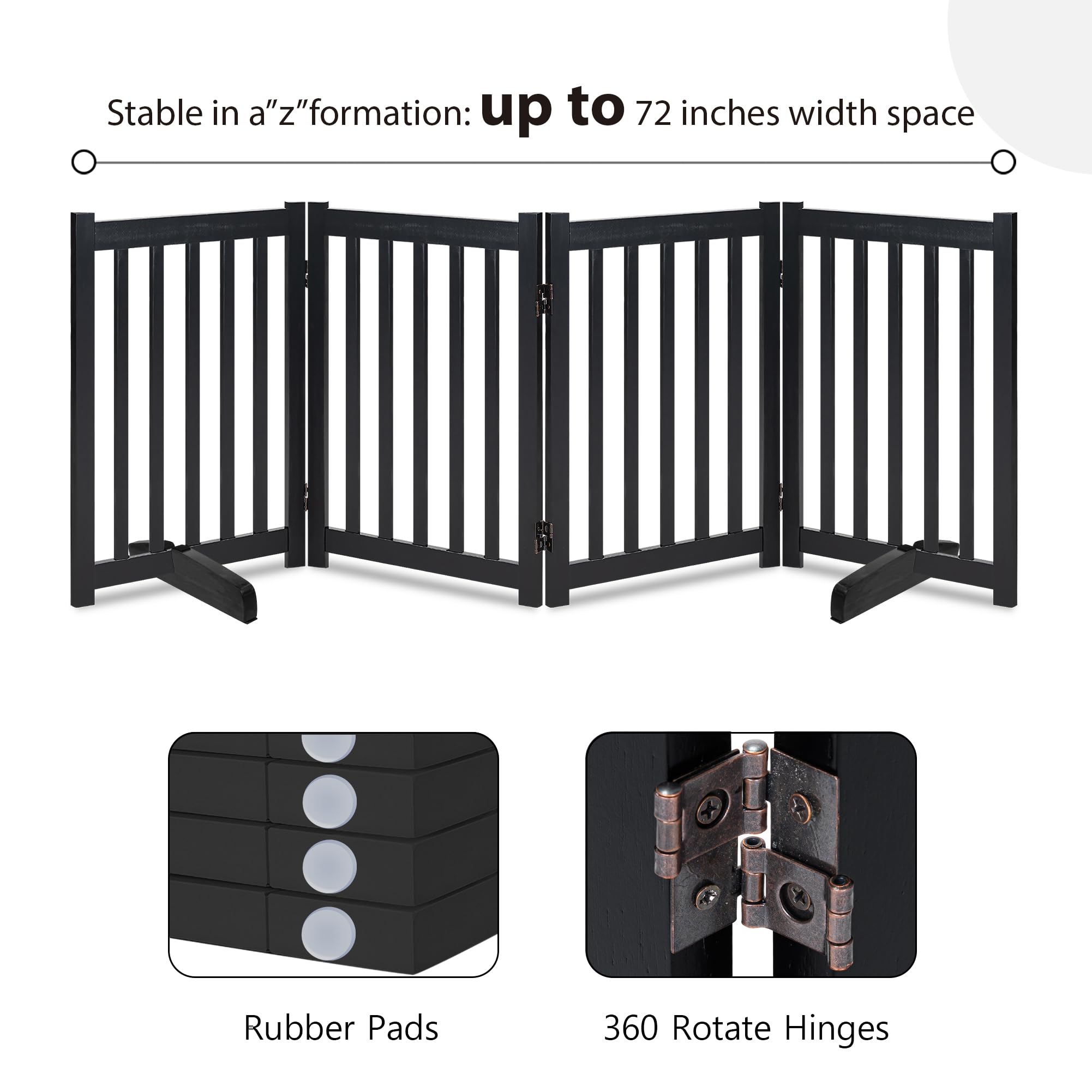 LZRS — Reja de Madera de Roble Plegable Independiente para Mascotas, Puerta de Seguridad Interior para Perros