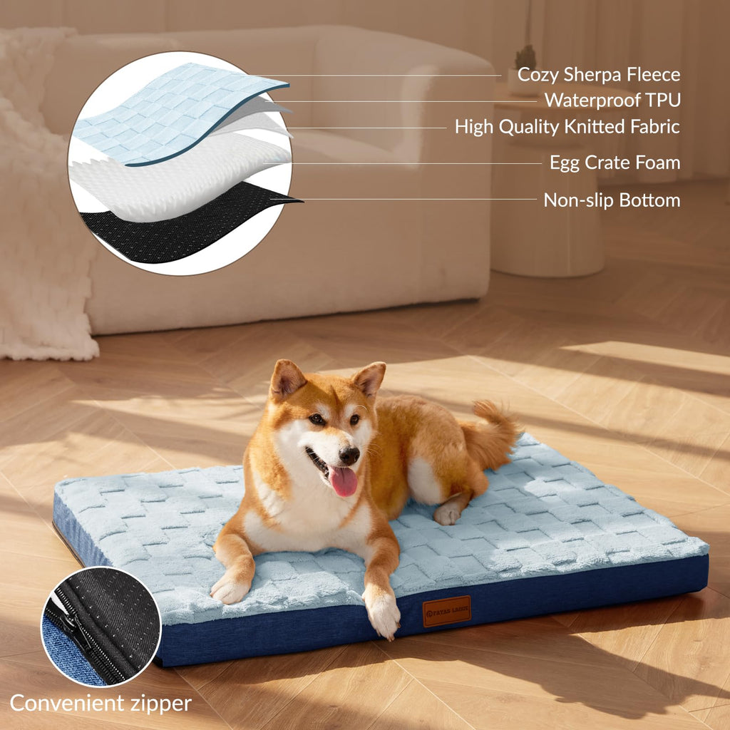 Patas Lague — Cama Ortopédica con Espuma Egg Crate, Funda Lavable y Base Antideslizante para Perro