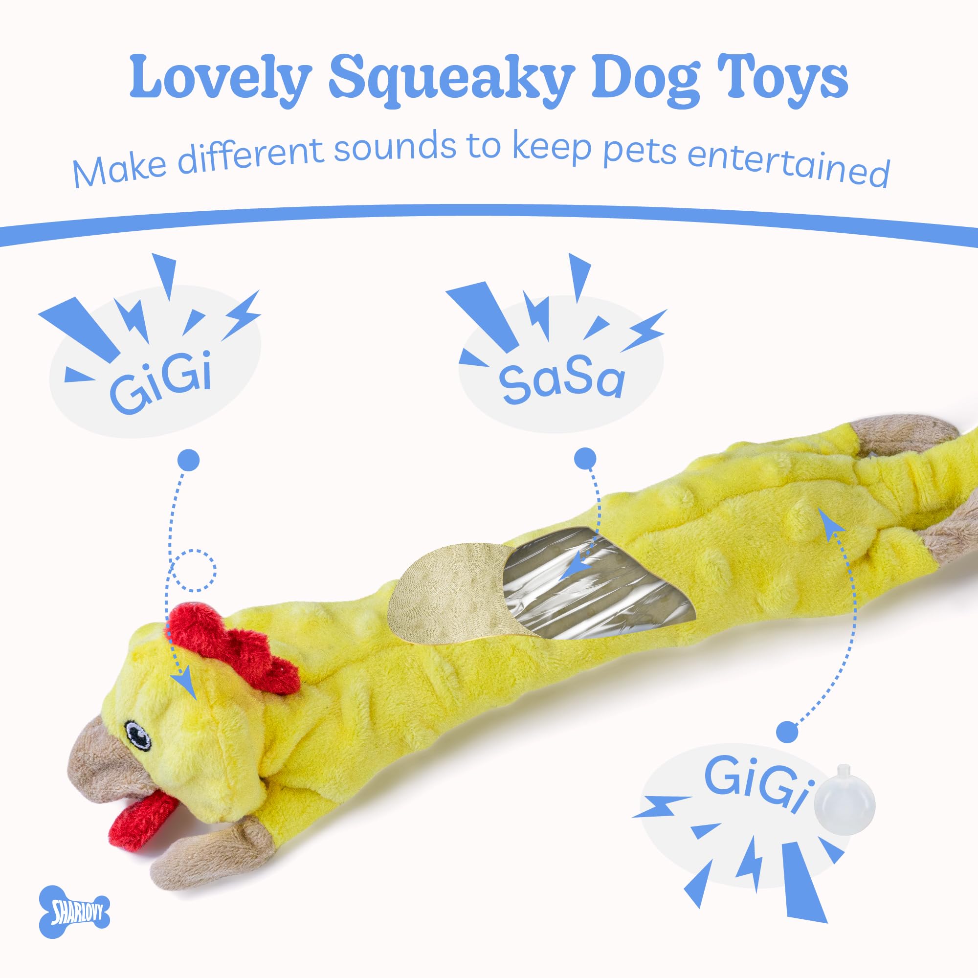 SHARLOVY Bubble Plush — Juguetes de Peluche Chirriantes y Crujientes sin Relleno para Perro