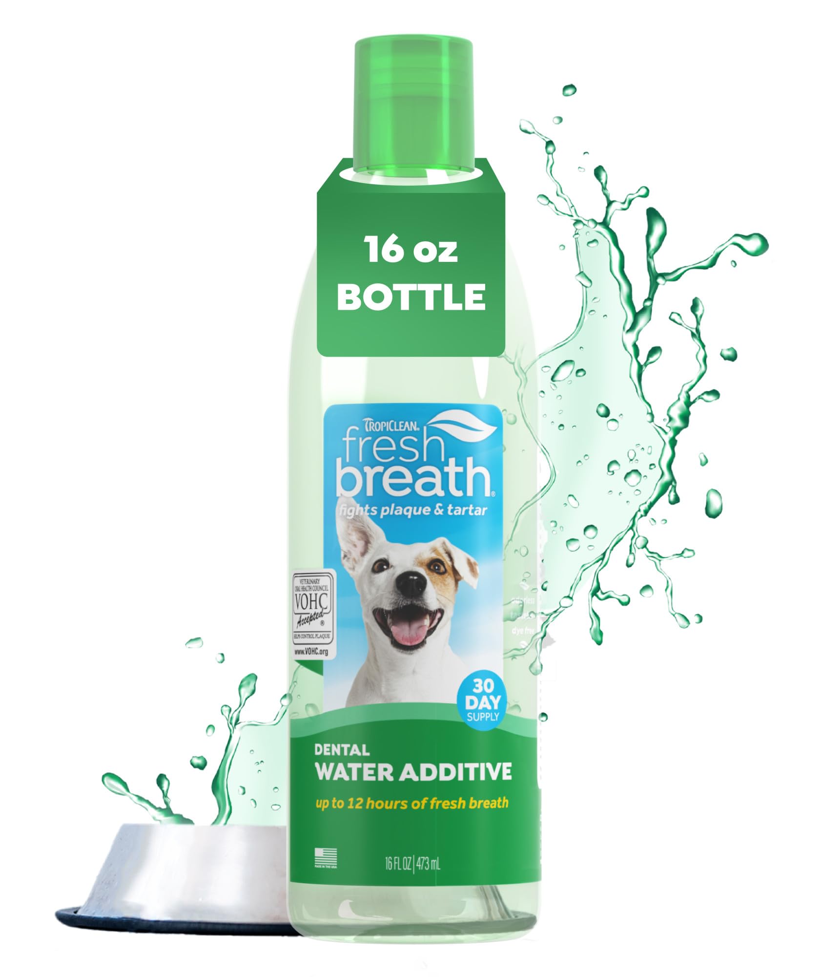 TropiClean Fresh Breath — Aditivo Dental para Agua, Limpieza de Dientes y Aliento Fresco para Perros