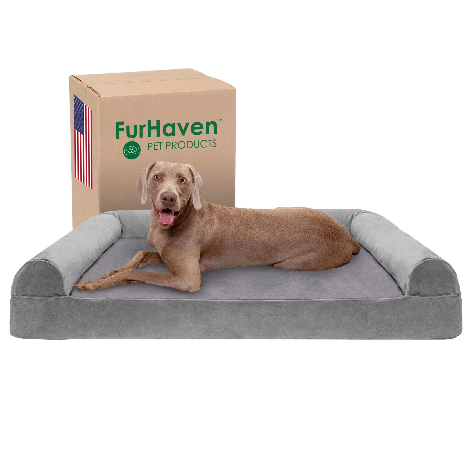 Furhaven Cooling Gel — Cama Ortopédica con Gel Refrescante, Bolsters Removibles y Cubierta Lavable para Perros Grandes