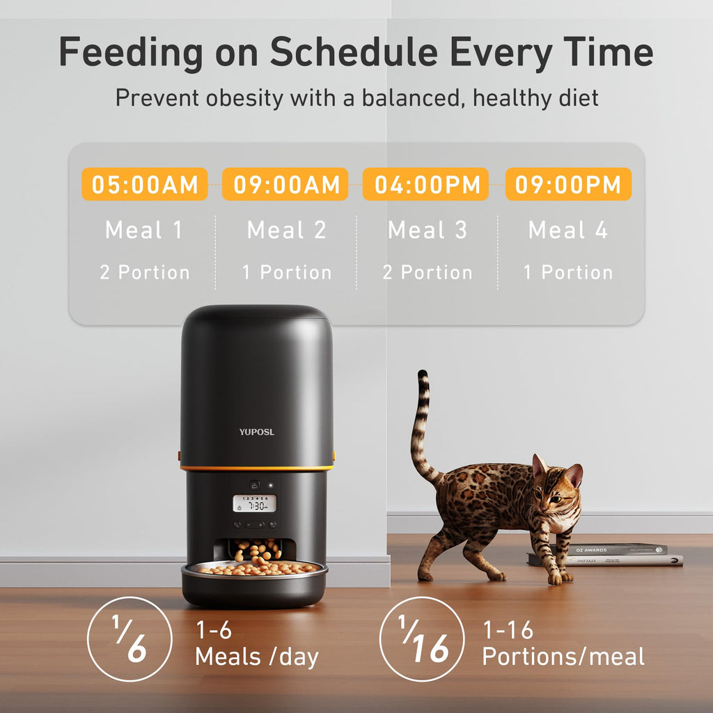 Yuposl — Comedero Automático Programable para Gatos y Perros con Control de Porciones y Batería de 180 Días