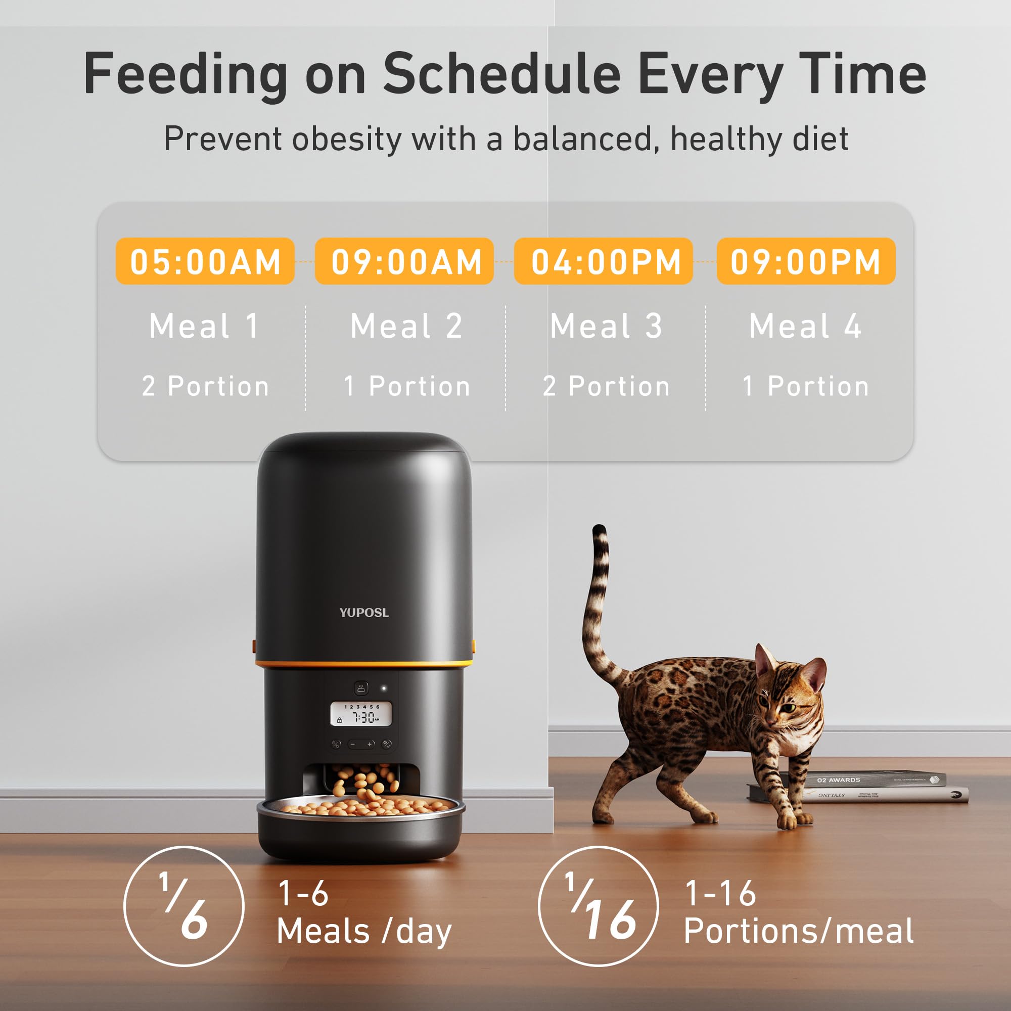 Yuposl — Comedero Automático Programable para Gatos y Perros con Control de Porciones y Batería de 180 Días