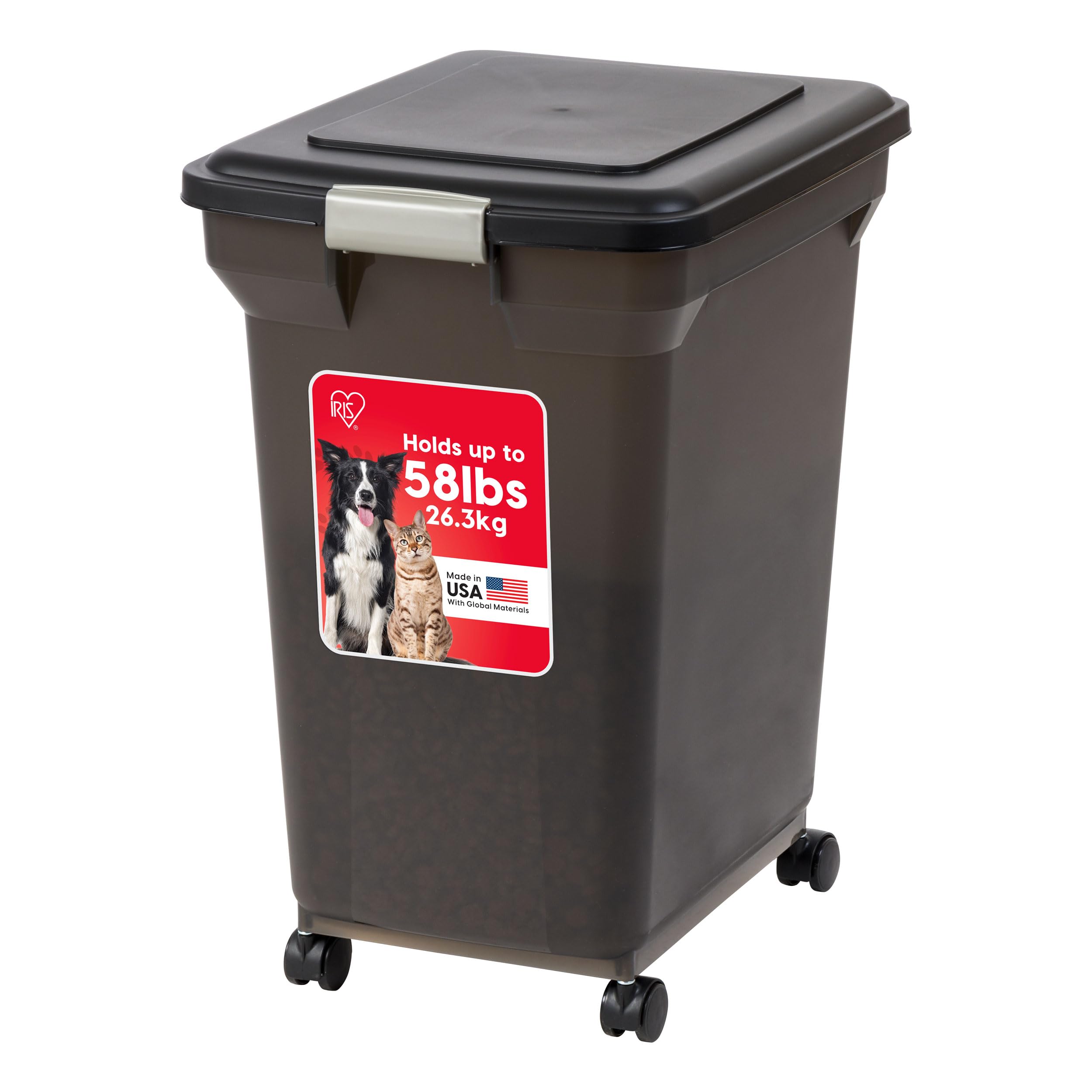 IRIS USA WeatherPro — Contenedor Hermético para Almacenamiento de Alimento con Ruedas para Perros, Gatos y Aves