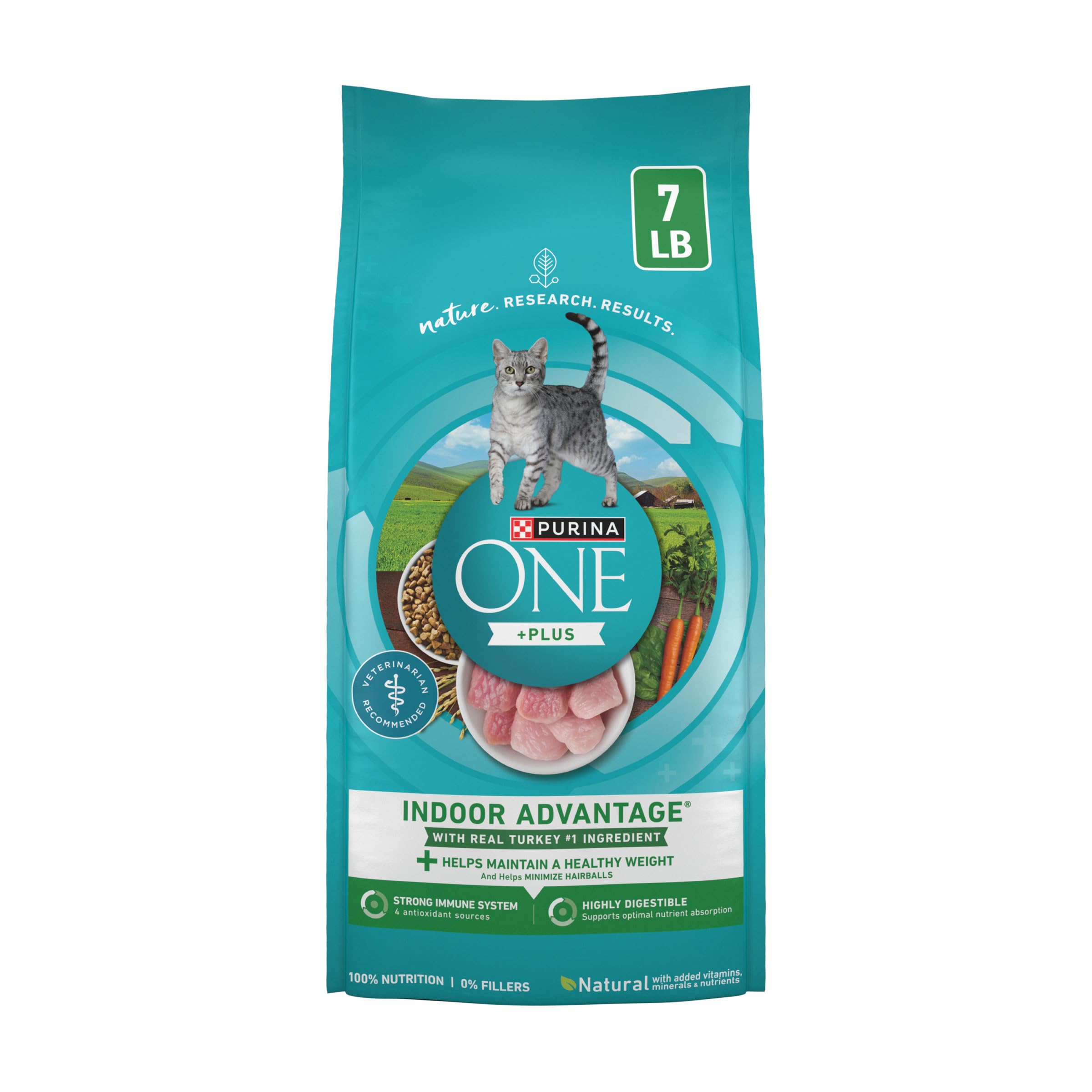 Purina ONE Indoor Advantage — Alimento Seco Natural para Gato Adulto de Interior con Control de Peso y Reducción de Bolas de Pelo, con Salmón Real