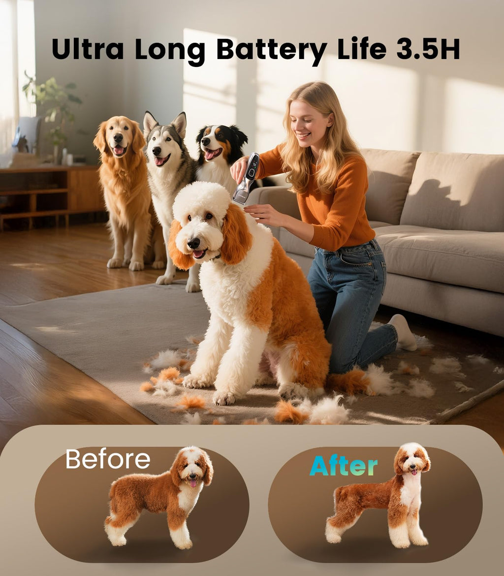 oneisall Rasurador Inalámbrico para Perros — Cortadora de Pelo Silenciosa de 2 Velocidades con Cuchilla Metálica Desmontable para Grooming en Casa