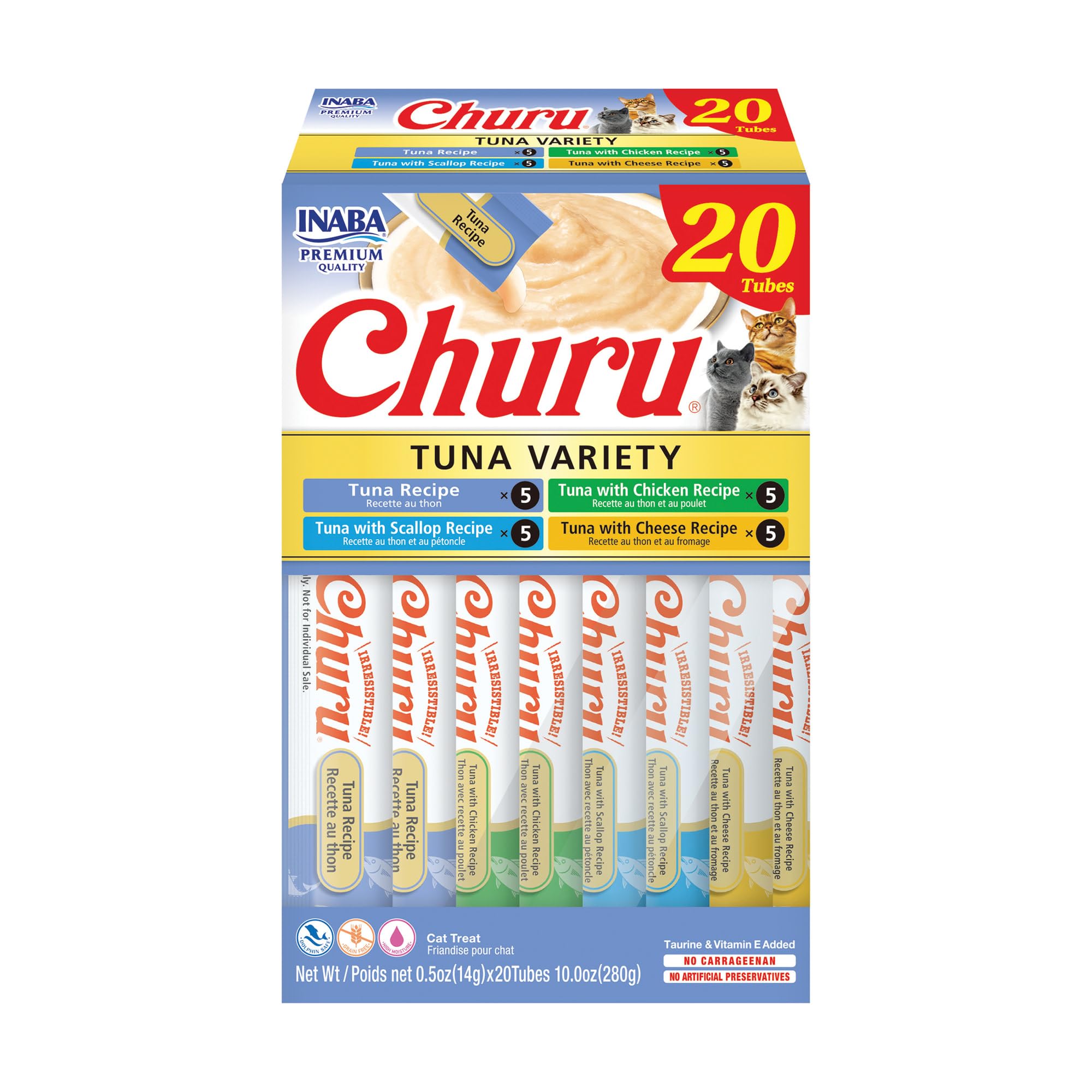 INABA Churu — Snack Cremoso Lickable sin Granos con Vitamina E y Taurina para Gato