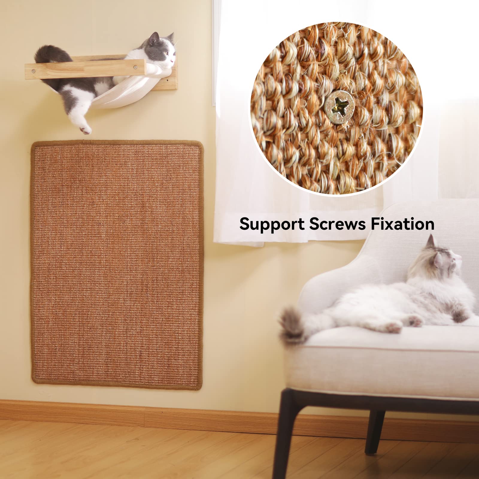 FUKUMARU — Tapete Rascador de Sisal Natural para Gato | Protege Tapetes y Sofás