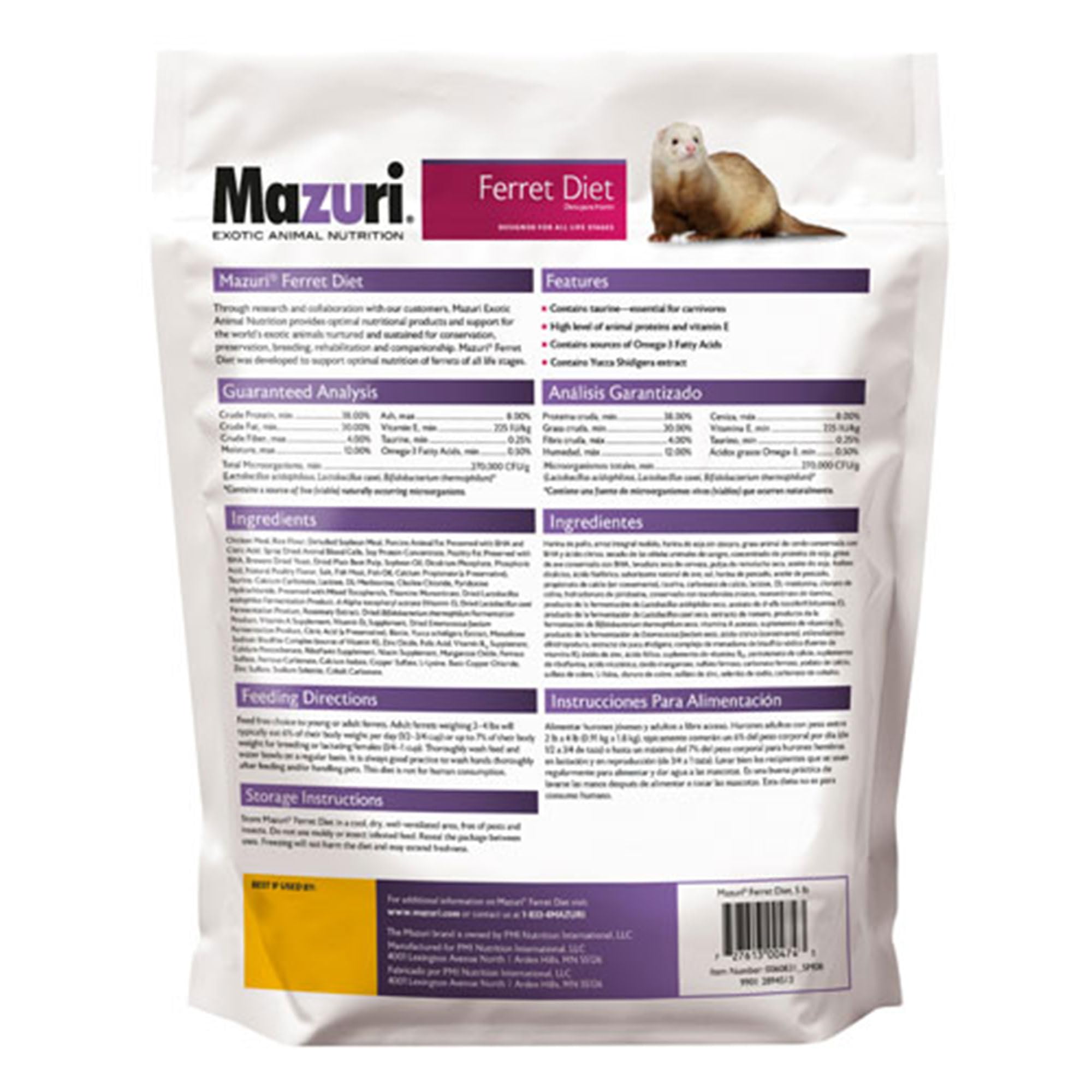 Mazuri Ferret Food — Alimento Seco Alto en Proteínas para Hurones