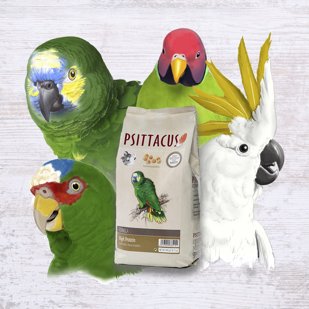 Psittacus High Protein — Dieta Completa en Pellets para Amazonas, Cacatúas y Cotorras de Collar
