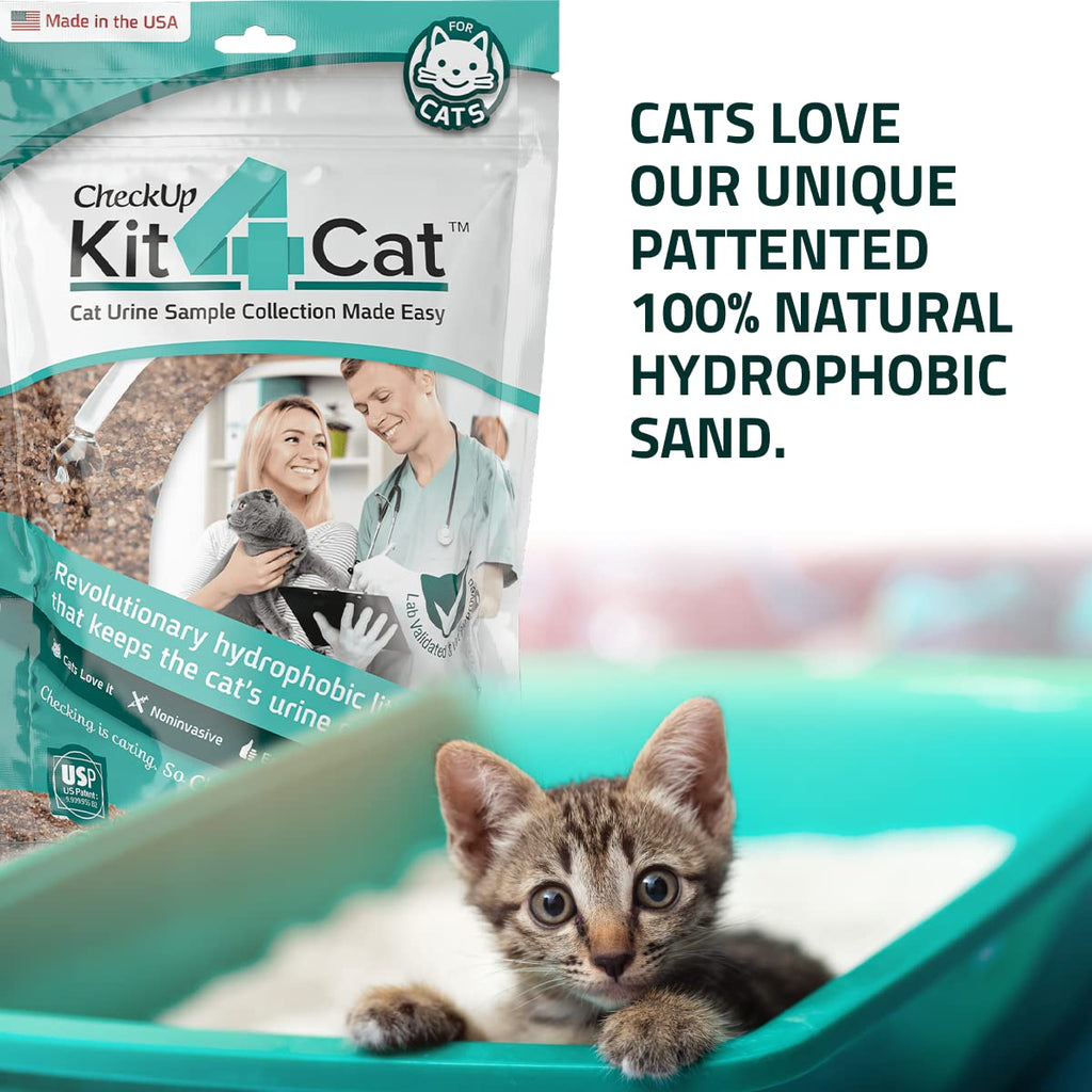 KIT4CAT CheckUp — Kit de Análisis de Orina en Casa para Gato | Arena Hidrofóbica + 2 Tiras Reactivas para 10 Parámetros