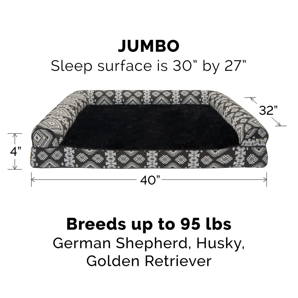 Furhaven — Funda de Repuesto para Cama de Perro Estilo Sofá con Felpa y Diseño Kilim Suroeste, Lavable a Máquina
