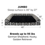 Furhaven — Funda de Repuesto para Cama de Perro Estilo Sofá con Felpa y Diseño Kilim Suroeste, Lavable a Máquina