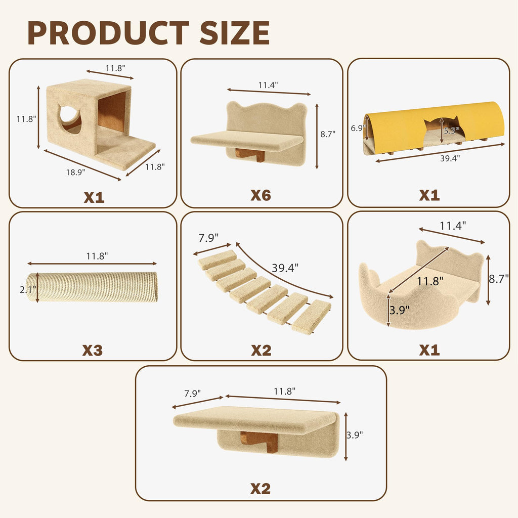 Homiflex — Repisas de Pared para Gatos, Mueble Escalador Montado en Pared para Felinos