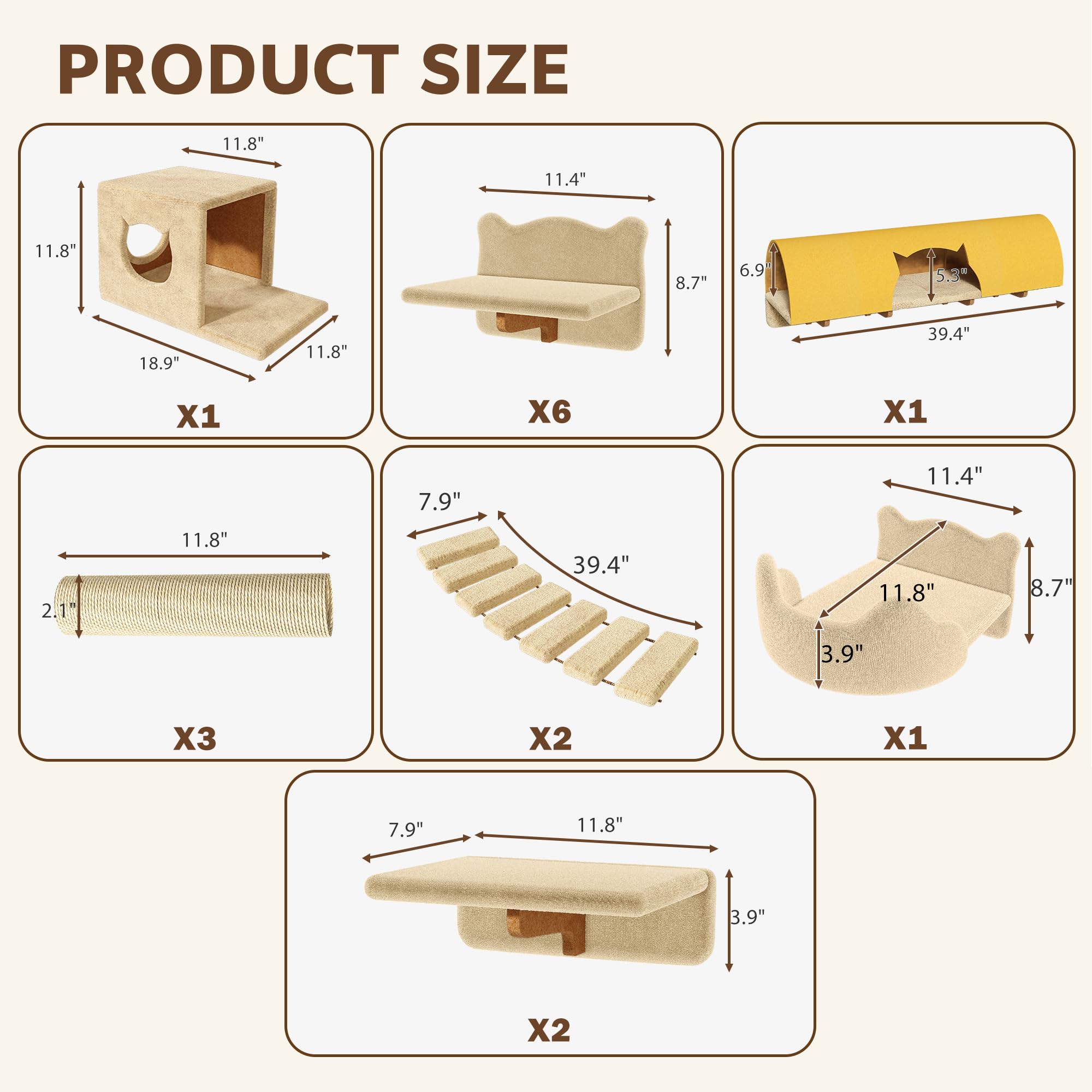 Homiflex — Repisas de Pared para Gatos, Mueble Escalador Montado en Pared para Felinos