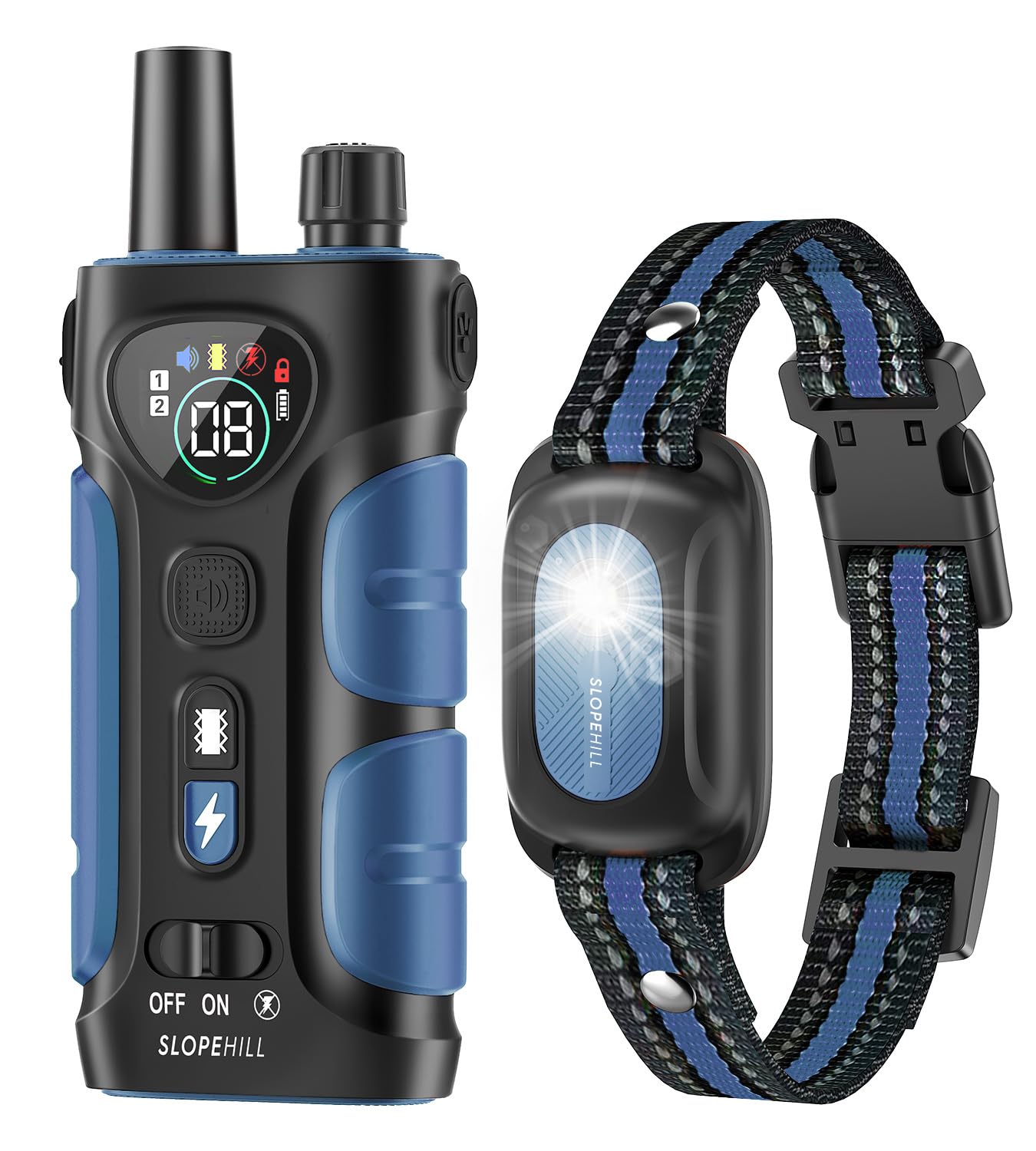 SLOPEHILL — Collar de Entrenamiento con Control Remoto para Perro con 5 Modos: Vibración, Beep, Descarga, Luz y Modo Sin Descarga
