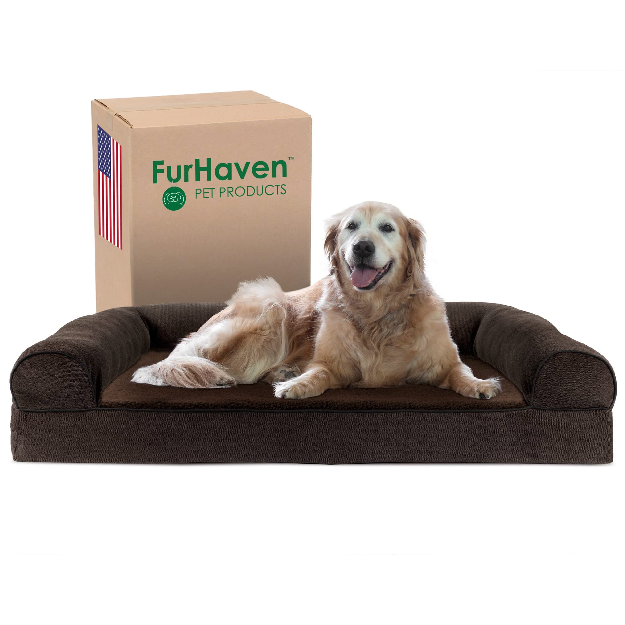 Furhaven Cooling Gel — Cama Ortopédica con Gel Refrescante, Bolsters Removibles y Cubierta Lavable para Perros Grandes
