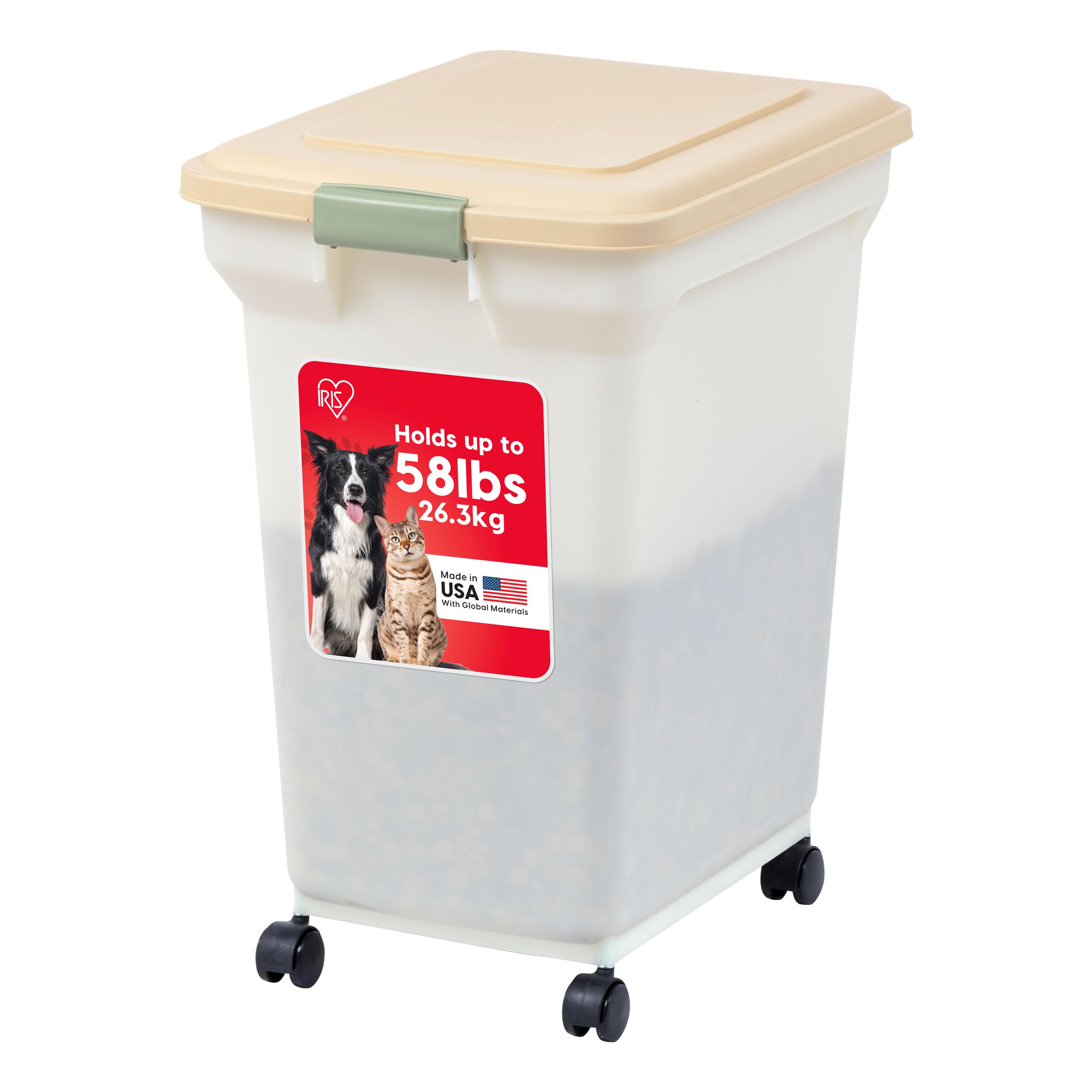 IRIS USA WeatherPro — Contenedor Hermético para Almacenamiento de Alimento con Ruedas para Perros, Gatos y Aves