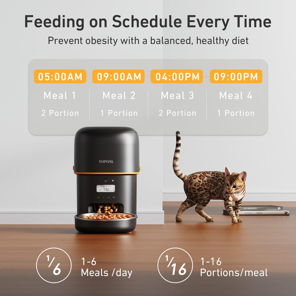 Yuposl — Comedero Automático Programable para Gatos y Perros con Control de Porciones y Batería de 180 Días