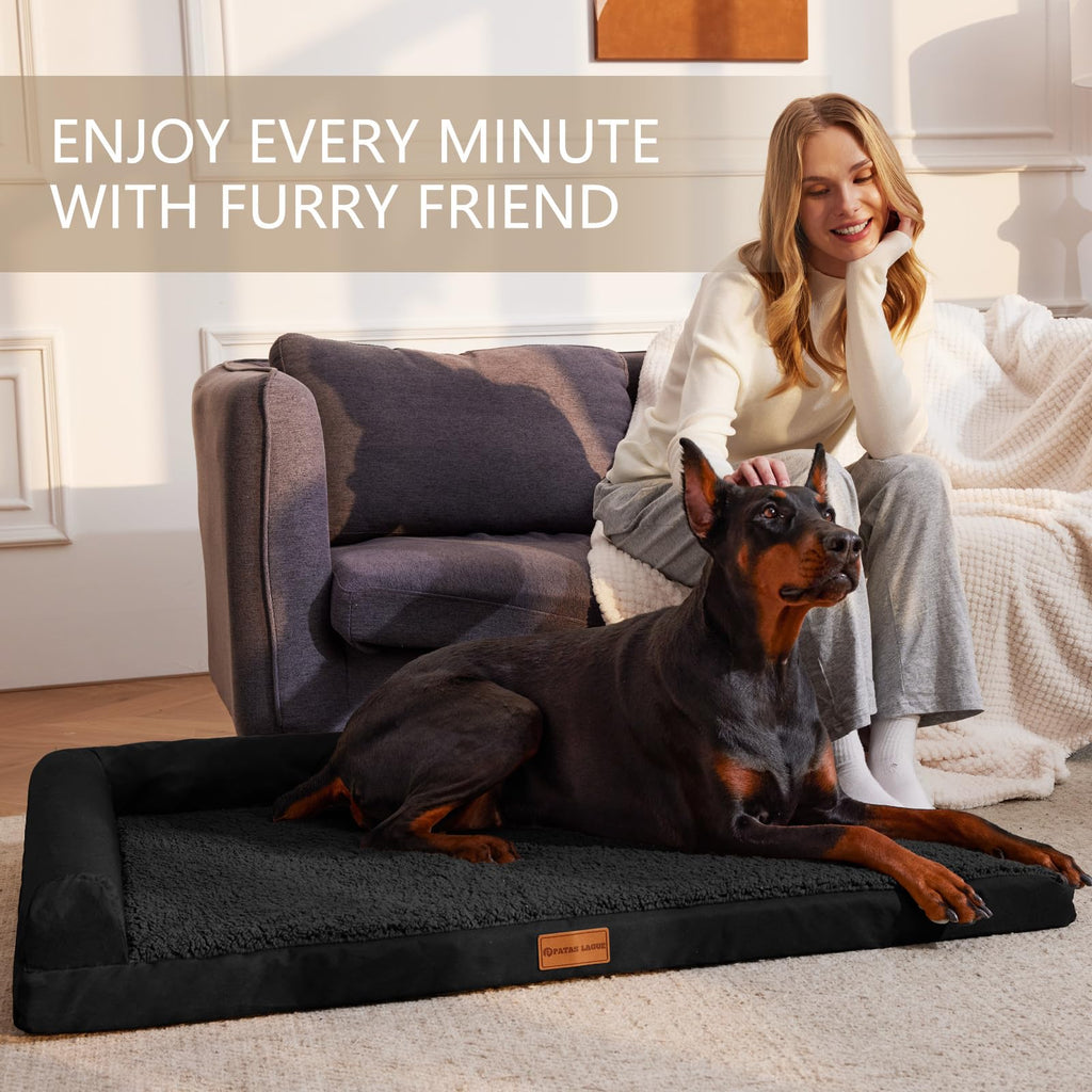 Patas Lague — Cama Ortopédica con Bolster en L y Cubierta Lavable Impermeable para Perro