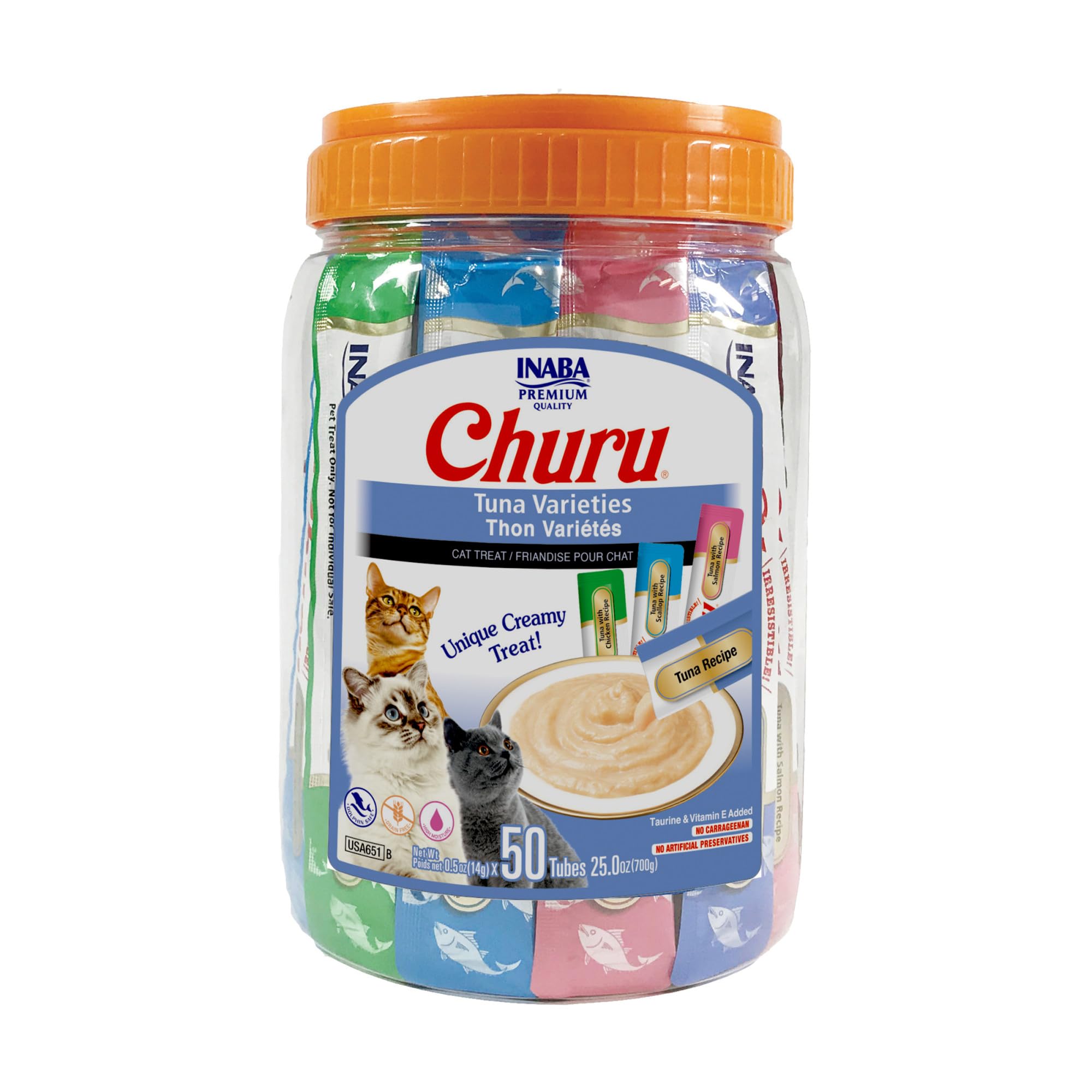 INABA Churu — Snack Cremoso Lickable sin Granos con Vitamina E y Taurina para Gato