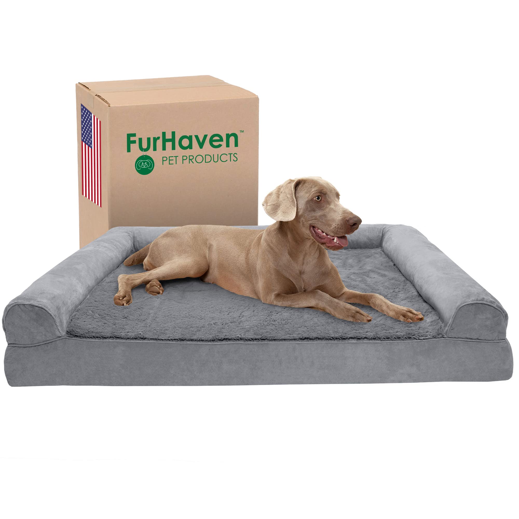 Furhaven Cooling Gel — Cama Ortopédica con Gel Refrescante, Bolsters Removibles y Cubierta Lavable para Perros Grandes
