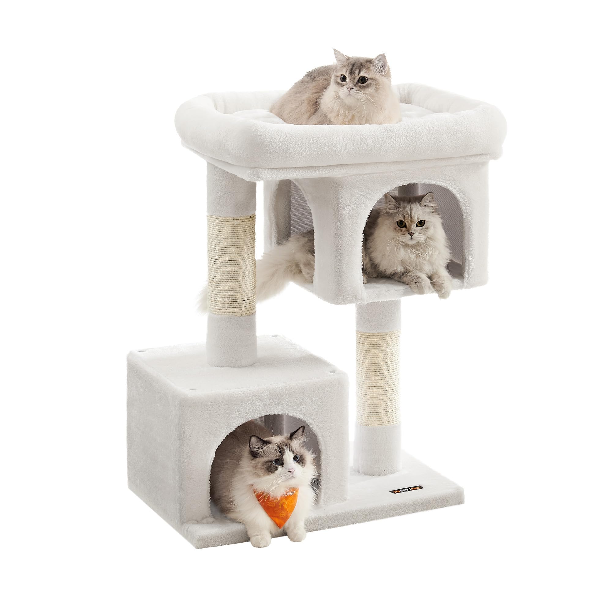 Feandrea — Torre Rascador para Gatos con Condo, Perchas y Postes de Sisal