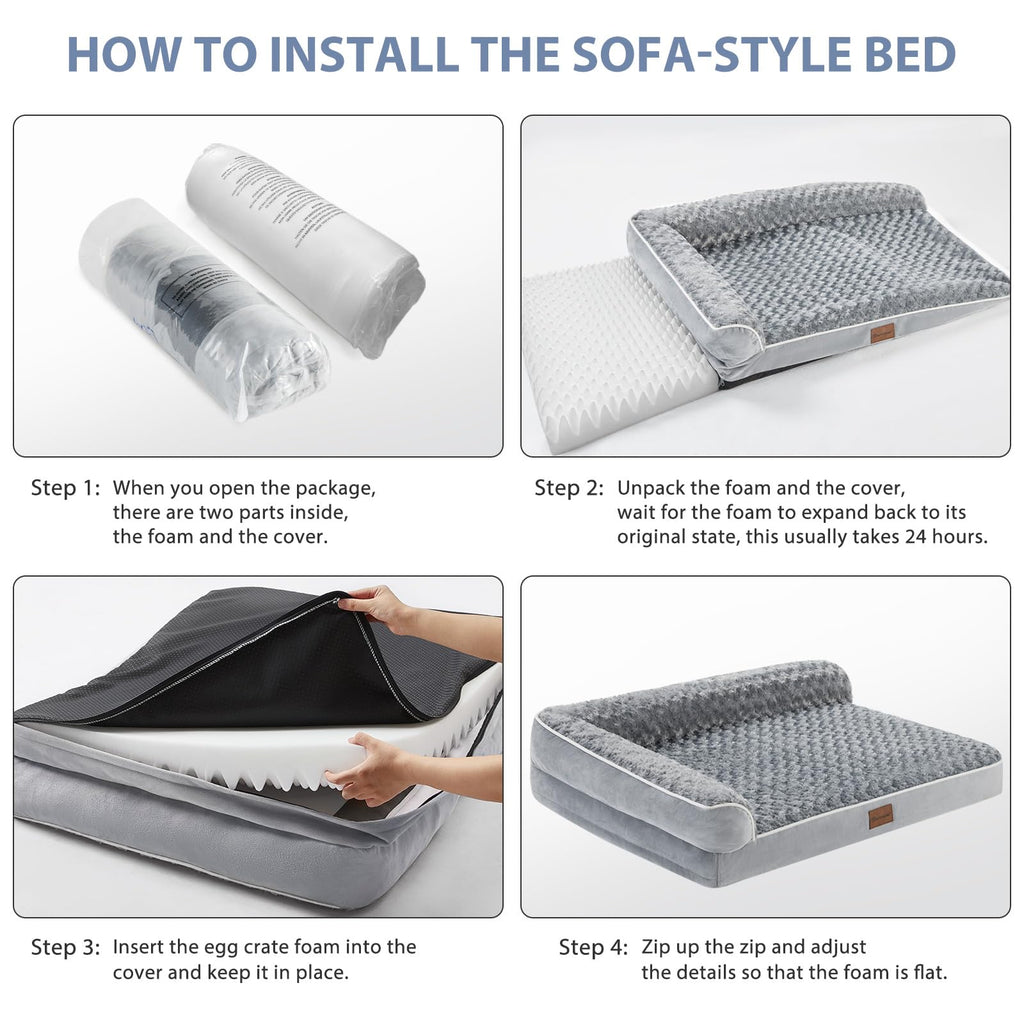 BFPETHOME — Cama Ortopédica Impermeable Estilo Sofá con Cubierta Lavable y Base Antiderrapante para Perros