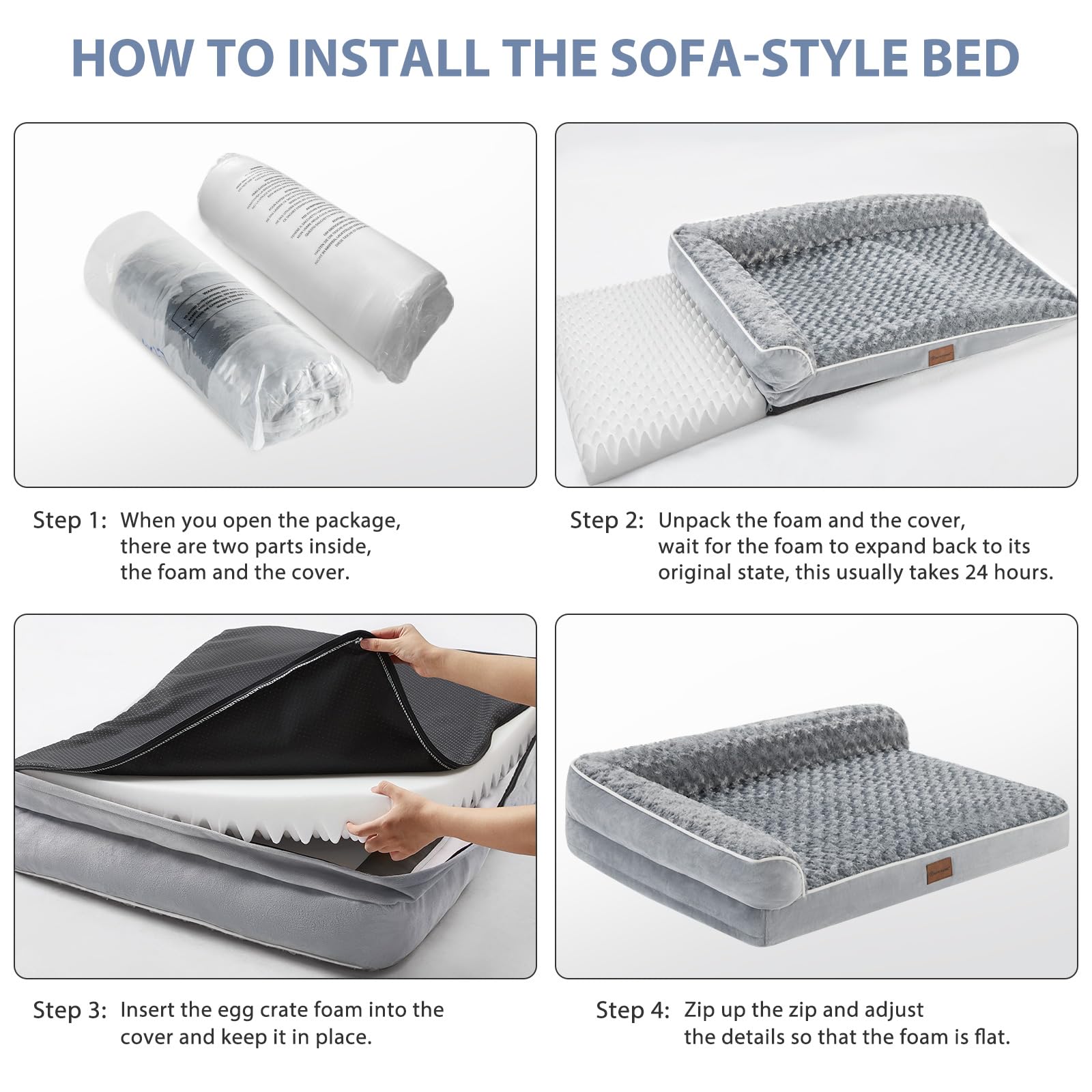 BFPETHOME — Cama Ortopédica Impermeable Estilo Sofá con Cubierta Lavable y Base Antiderrapante para Perros