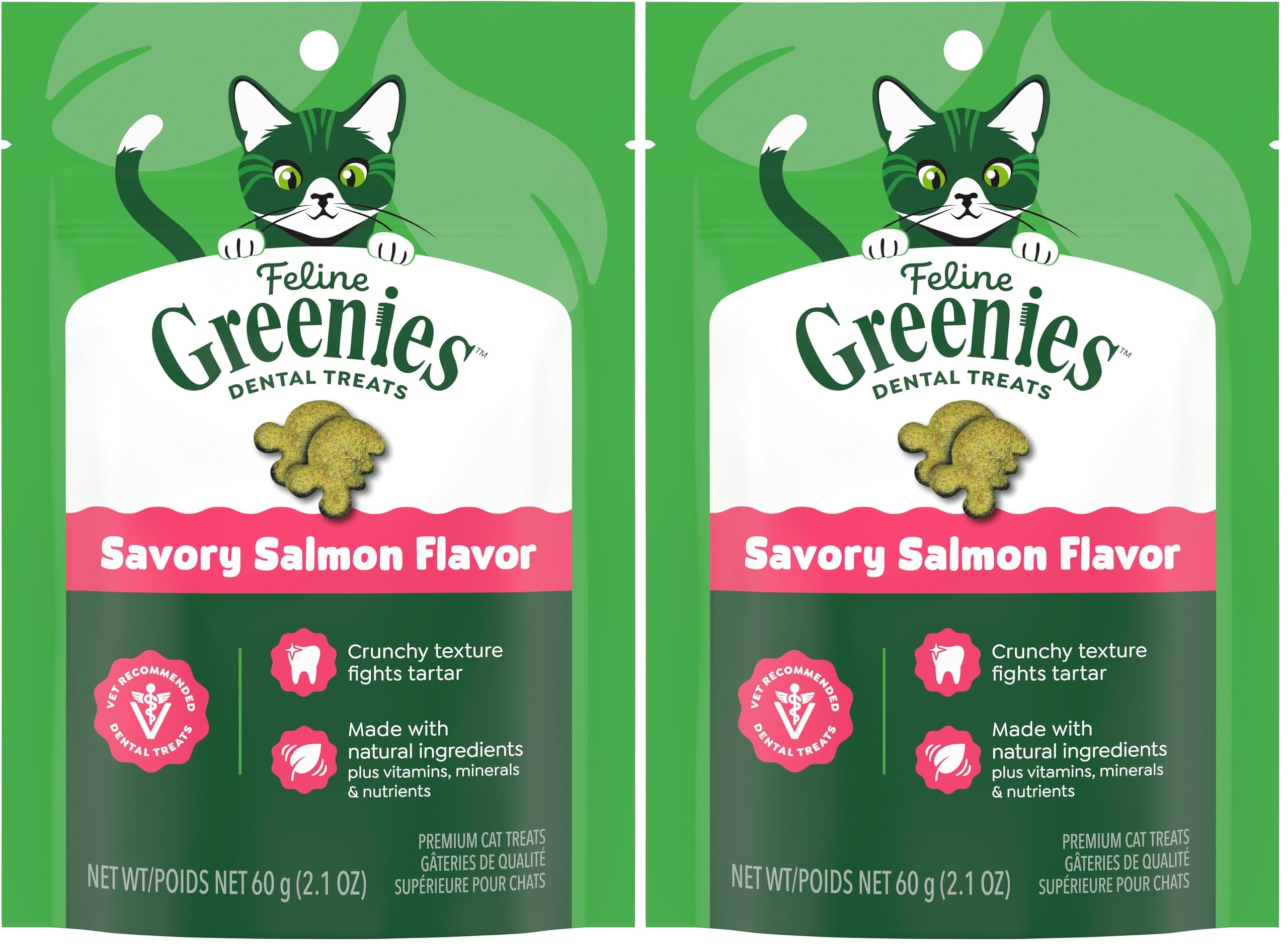 Greenies Feline Adult — Premios Dentales con Sabor a Salmón para Gato Adulto