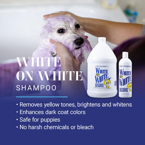 Chris Christensen White on White — Shampoo Blanqueador y Tratamiento Óptico Intensificador para Perros