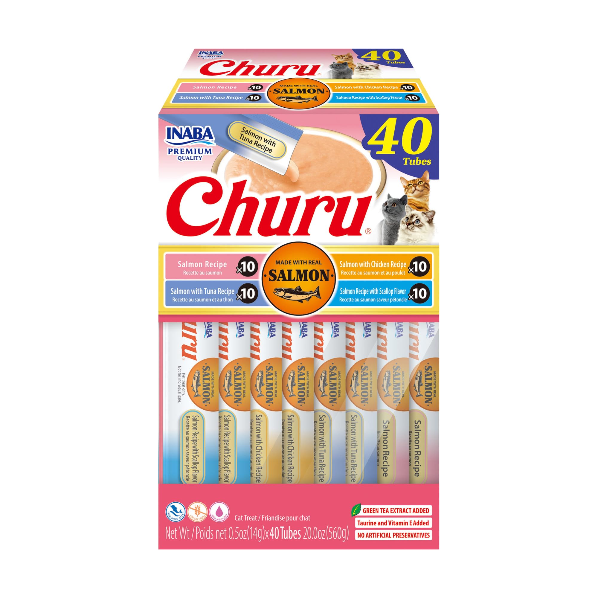 INABA Churu — Snack Cremoso Lickable sin Granos con Vitamina E y Taurina para Gato
