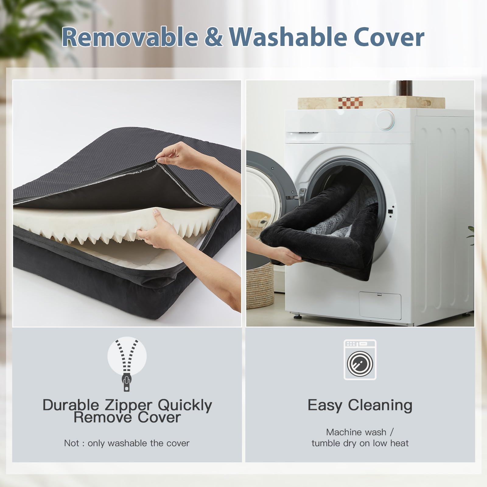 WNPETHOME — Cama Ortopédica Sofá para Perro XL con Cubierta Extraíble Impermeable y Bordes Acolchados