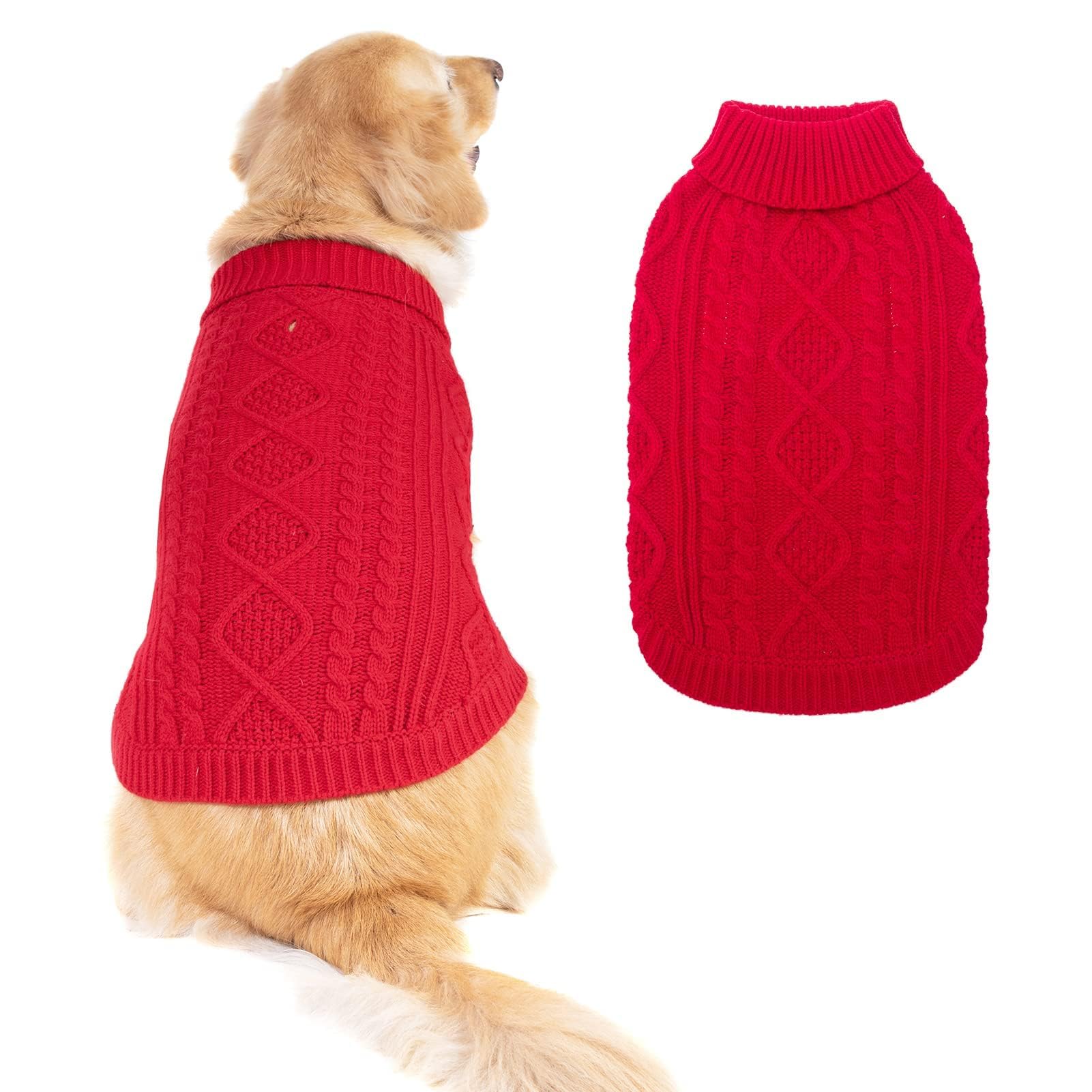 Suéter Tejido Térmico con Cuello Alto para Perros — Jersey Clásico de Punto Cable Cálido para Cachorros y Gatos Pequeños, Medianos y Grandes
