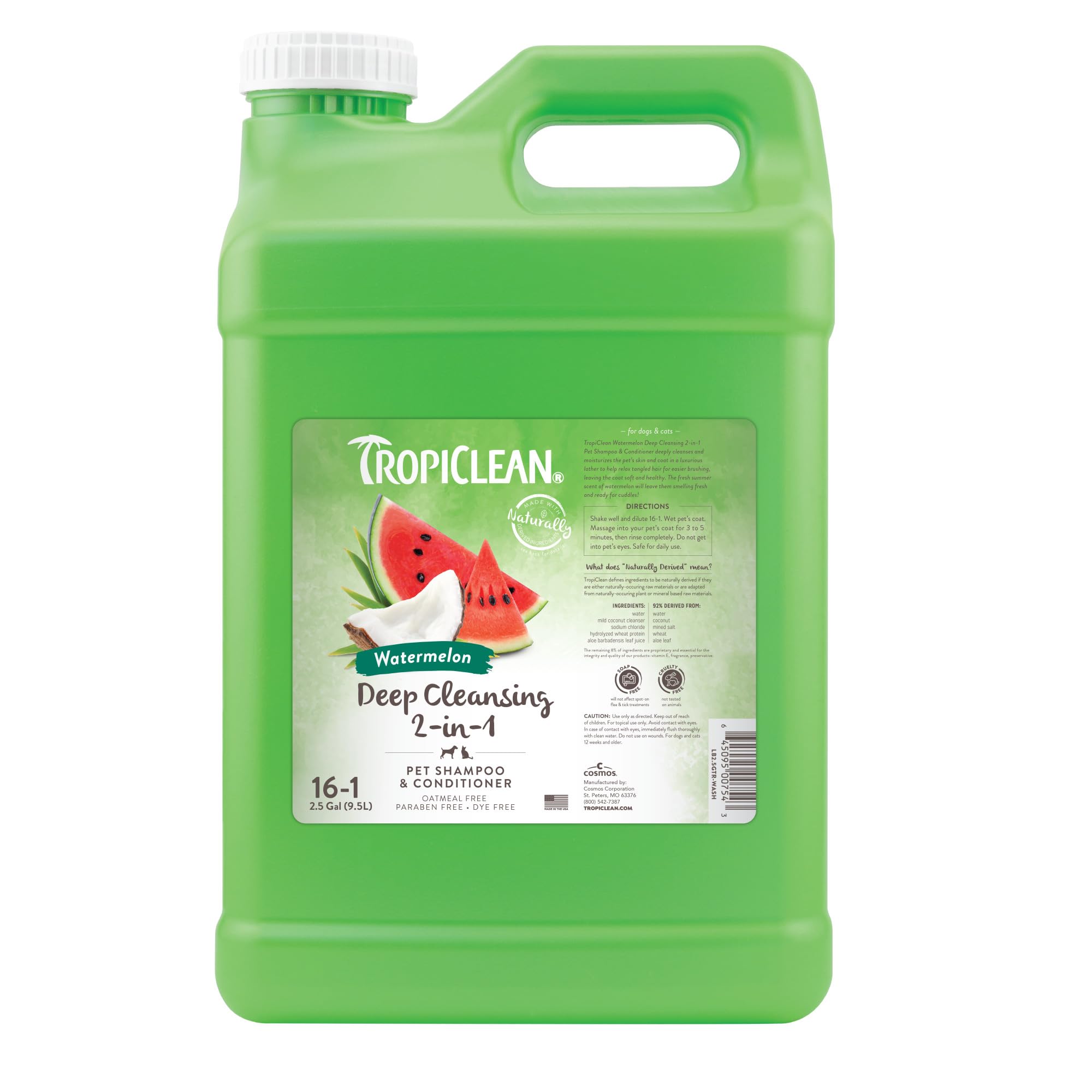 TropiClean Shampoo Galón — Shampoo Natural de Limpieza Profunda para Perros y Gatos
