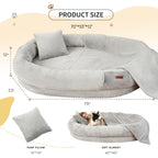 Cama Tamaño Humano para Perros y Adultos con Almohada y Cobija — Felpa Ortopédica Lavable y Removible para Mascotas Grandes
