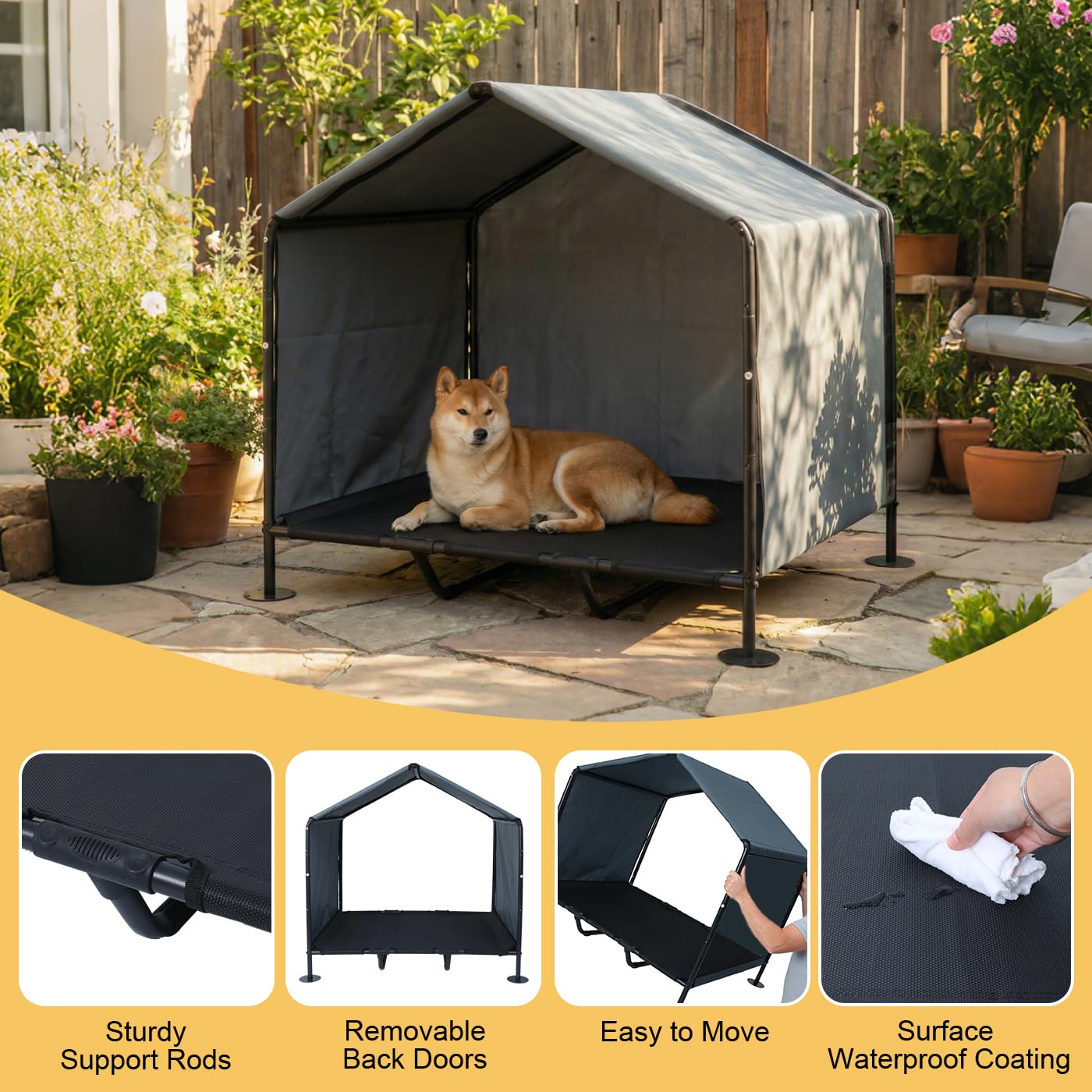 LitaiL — Refugio y Sombra para Perros Grandes — Caseta Exterior para Todas las Estaciones