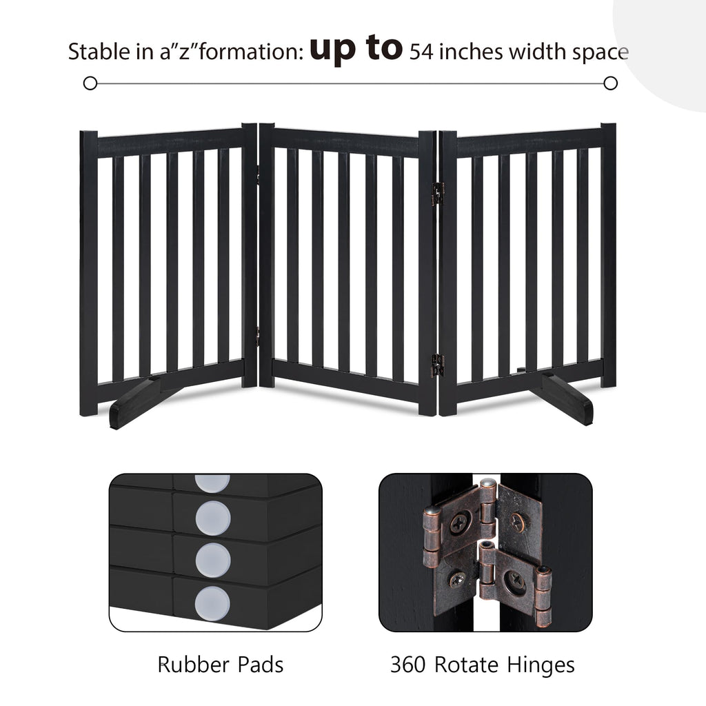 LZRS — Reja de Madera de Roble Plegable Independiente para Mascotas, Puerta de Seguridad Interior para Perros