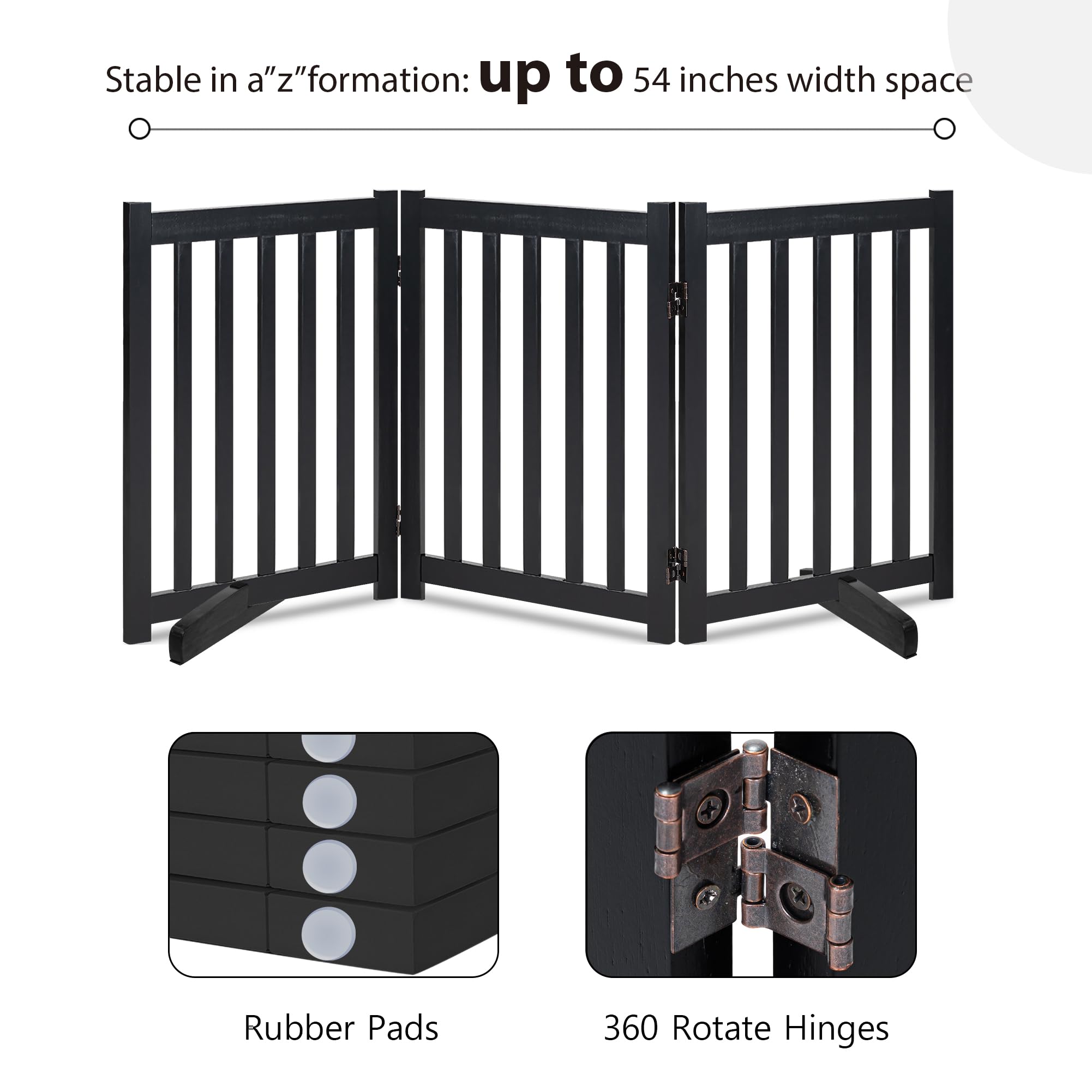 LZRS — Reja de Madera de Roble Plegable Independiente para Mascotas, Puerta de Seguridad Interior para Perros