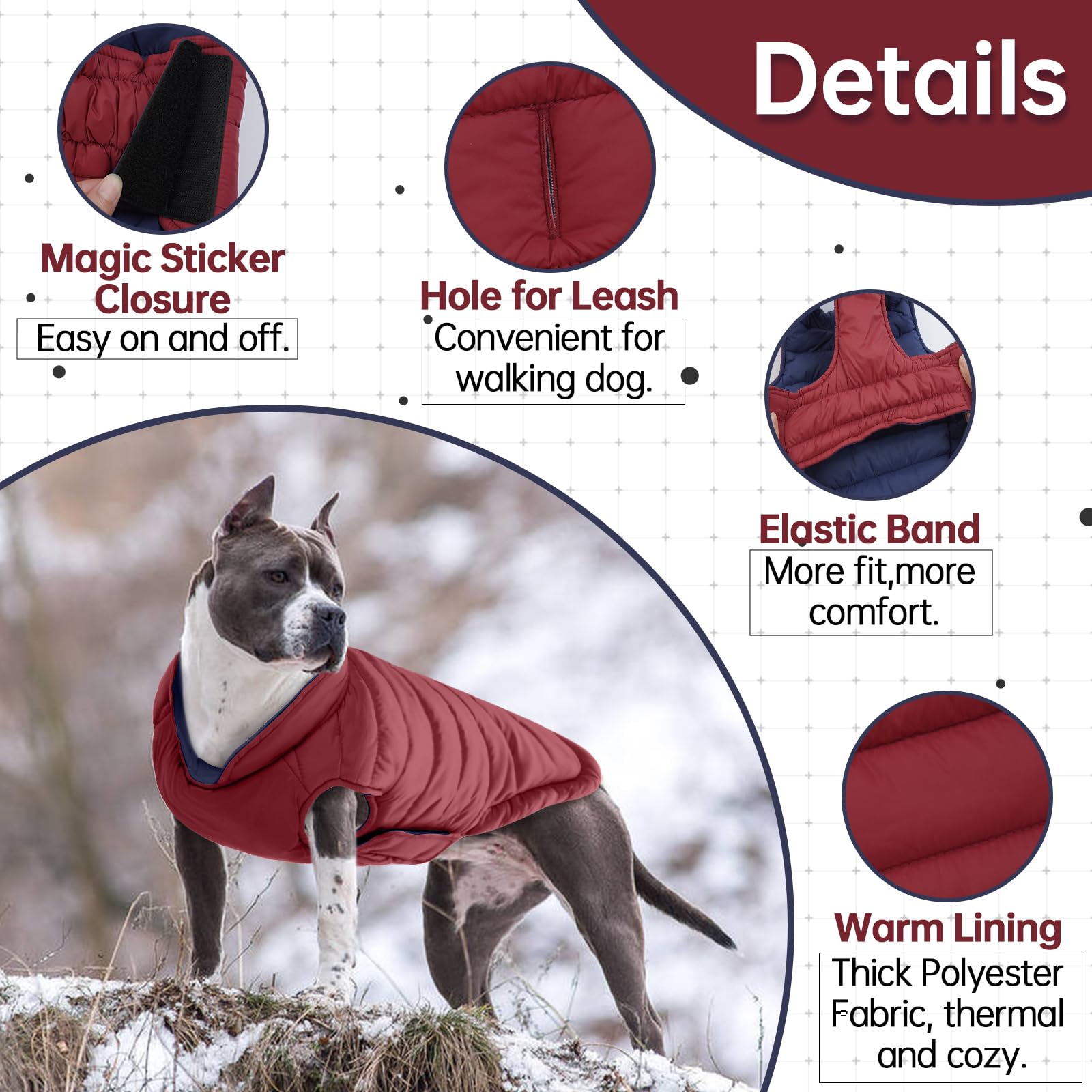Lelepet — Chamarra Reversible Acolchada para Perro, Resistente al Viento y Agua, para Perros Pequeños
