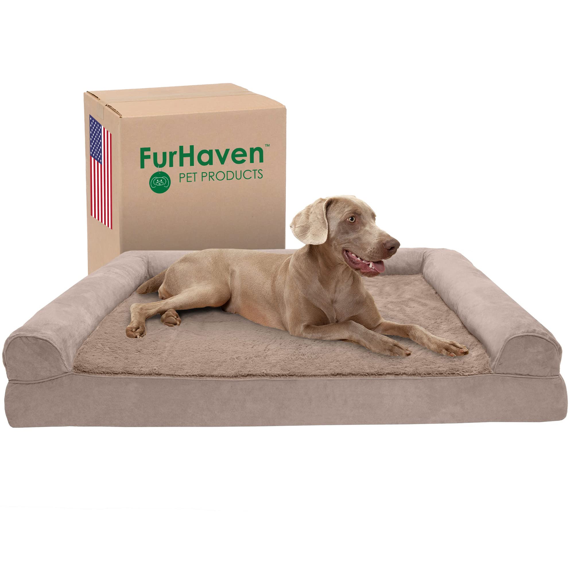 Furhaven Cooling Gel — Cama Ortopédica con Gel Refrescante, Bolsters Removibles y Cubierta Lavable para Perros Grandes