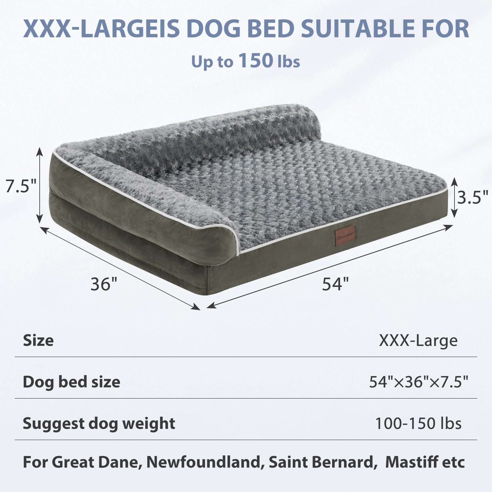 BFPETHOME — Cama Ortopédica Impermeable Estilo Sofá con Cubierta Lavable y Base Antiderrapante para Perros